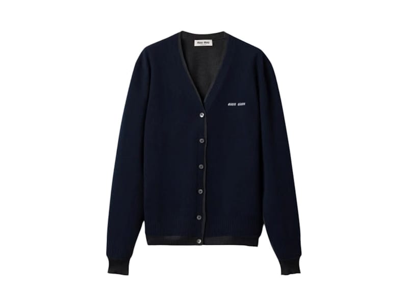 Miu Miu Silk Cashmere Cardigan Antracite