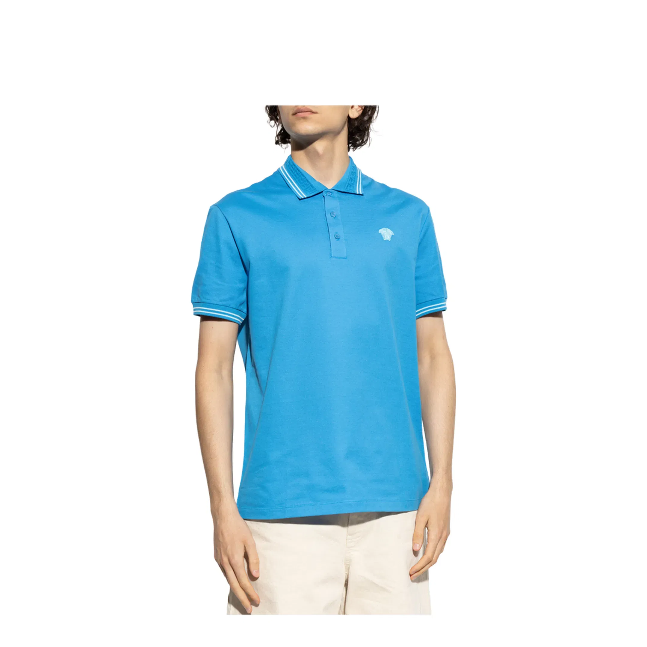 Men's Knitted Polo Shirt Light Blue