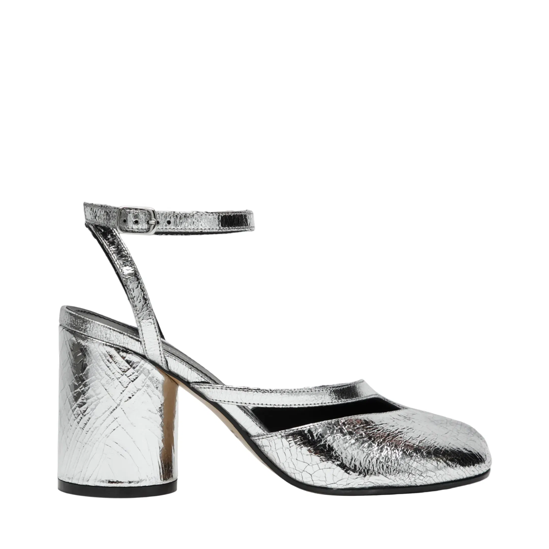 Silver Tabi Sandals In Broken Mirror Finish