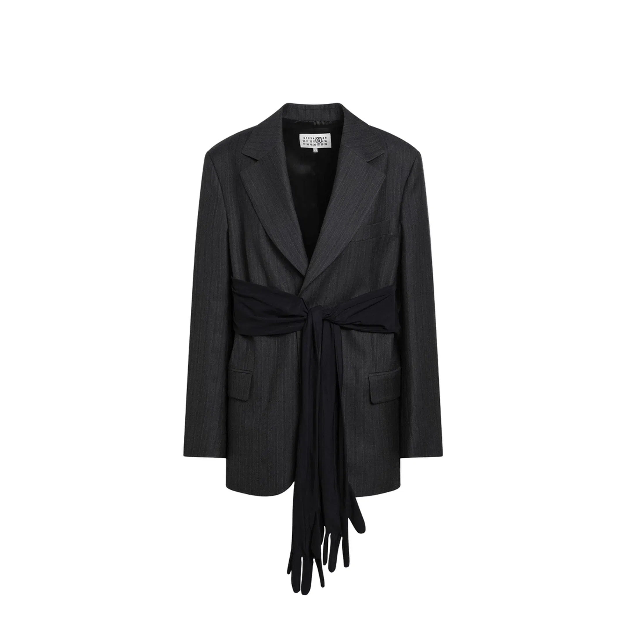 Black Wool-Blend Jacket with Gloves