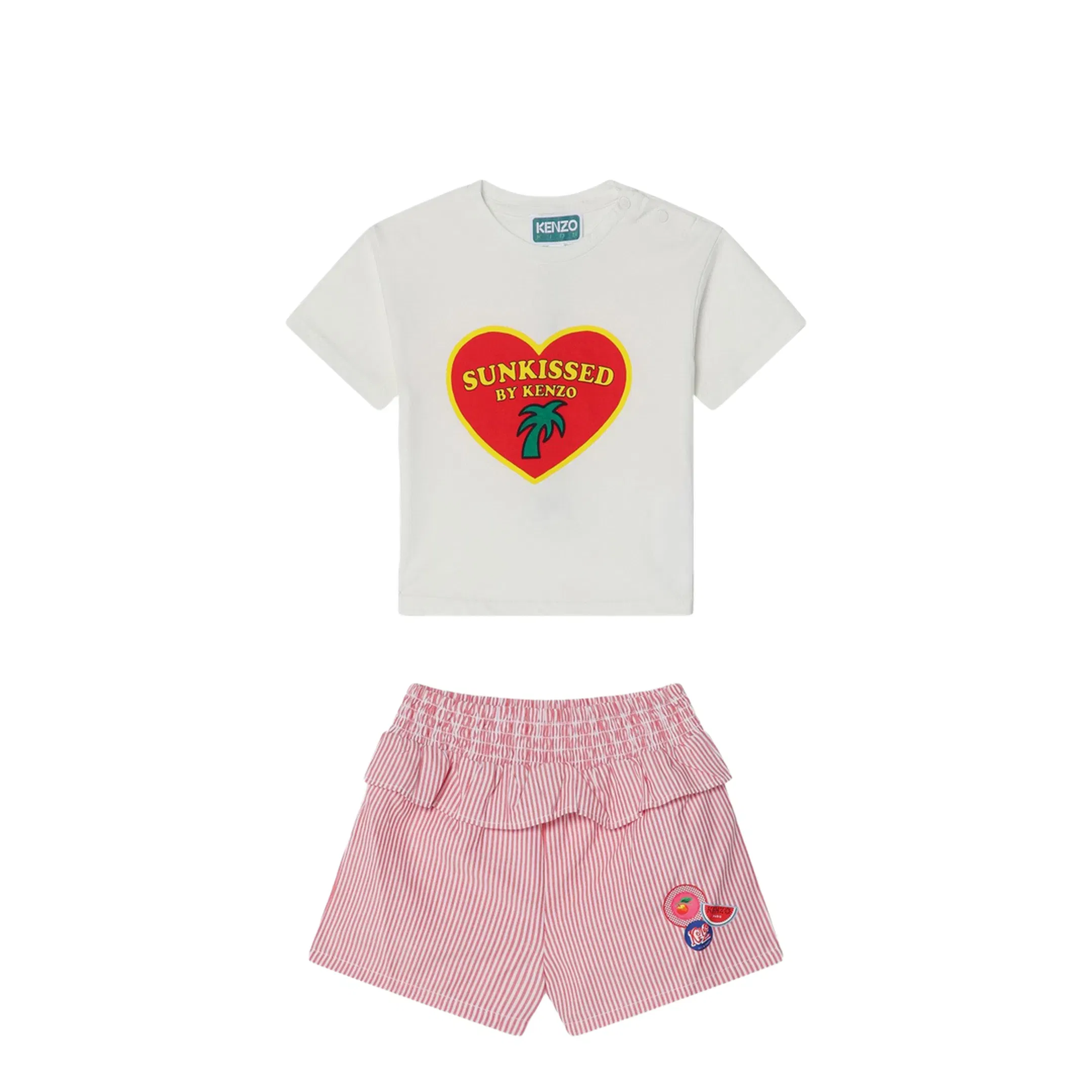White Red Two-Piece Suit in Cotton