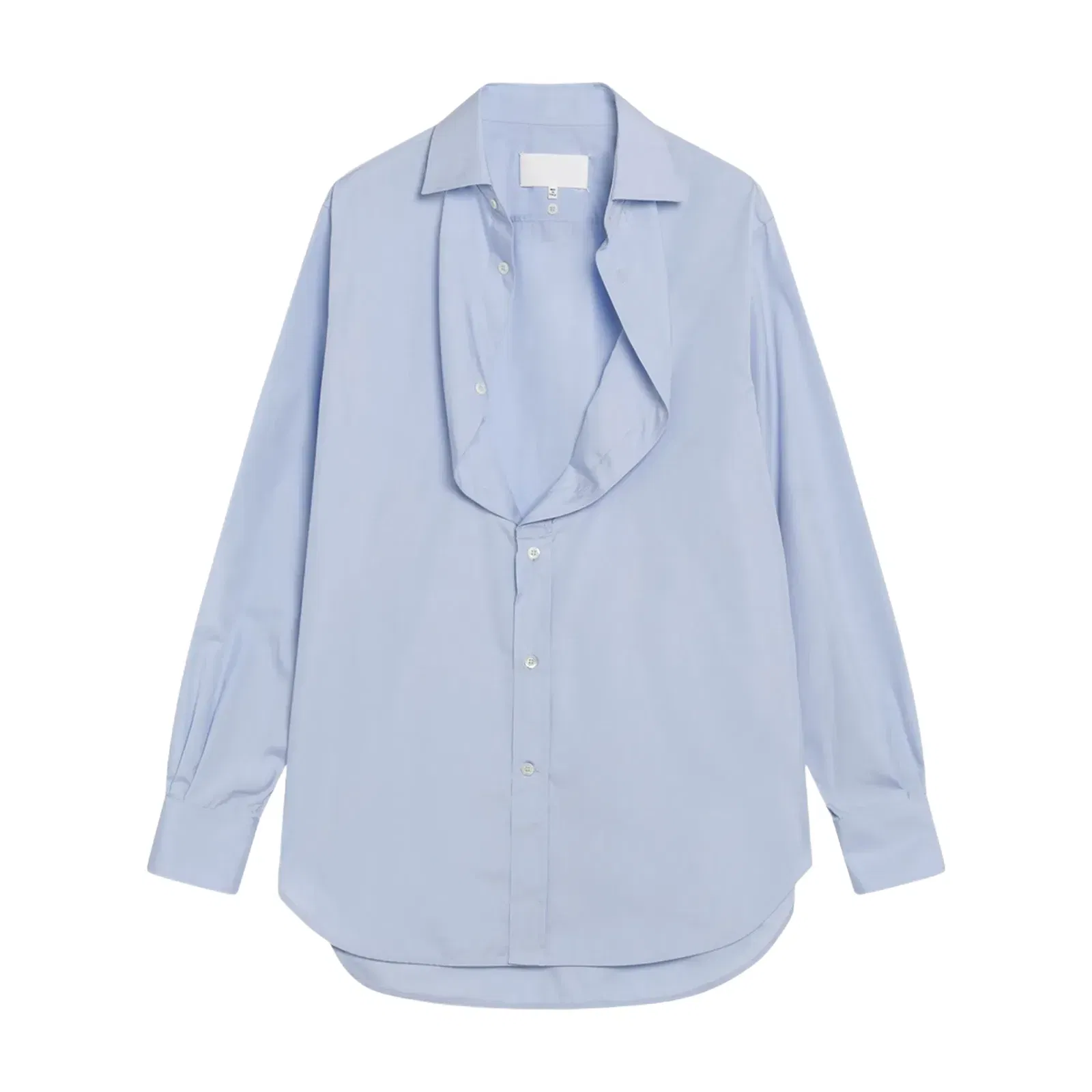 Light Blue Blouse with Folded Collar