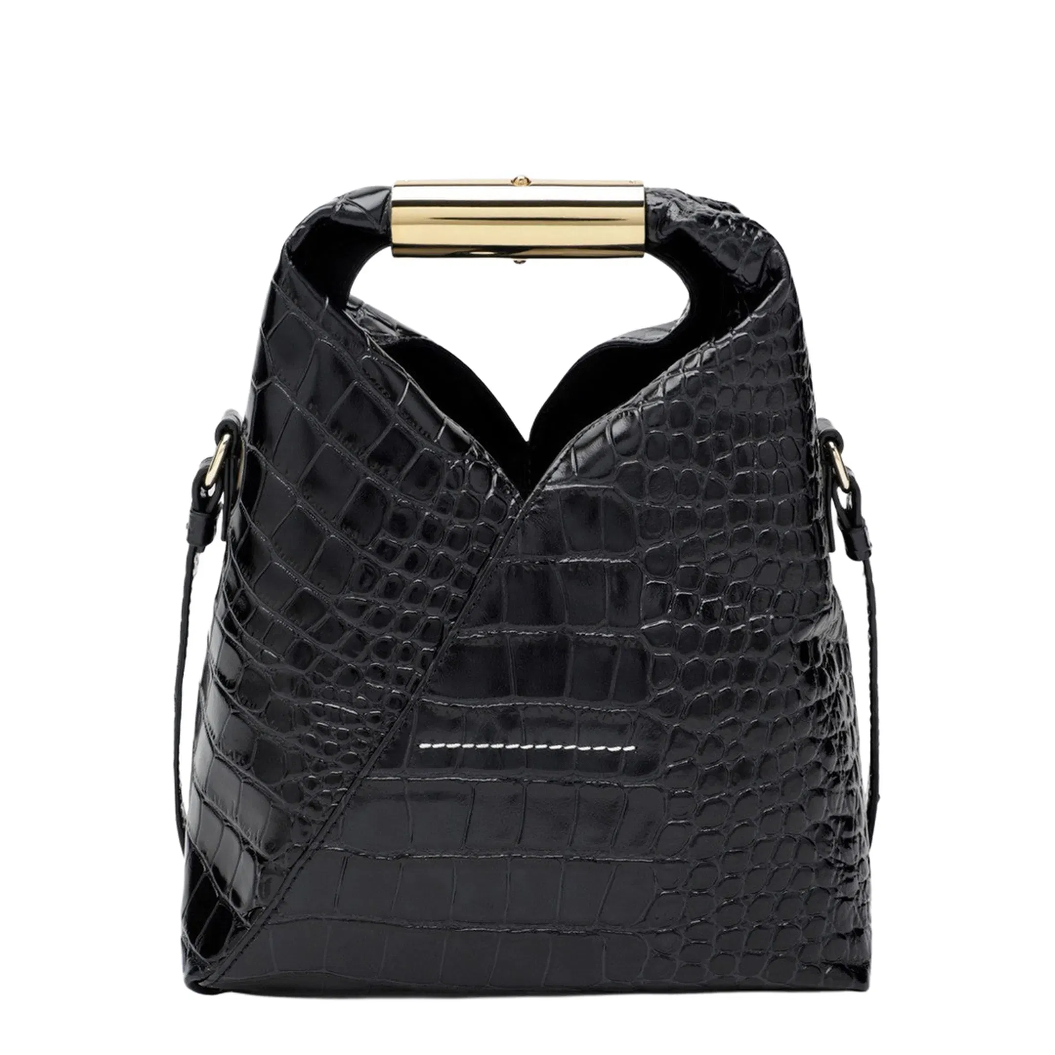 Japanese Small - Black Croc-Embossed Calf