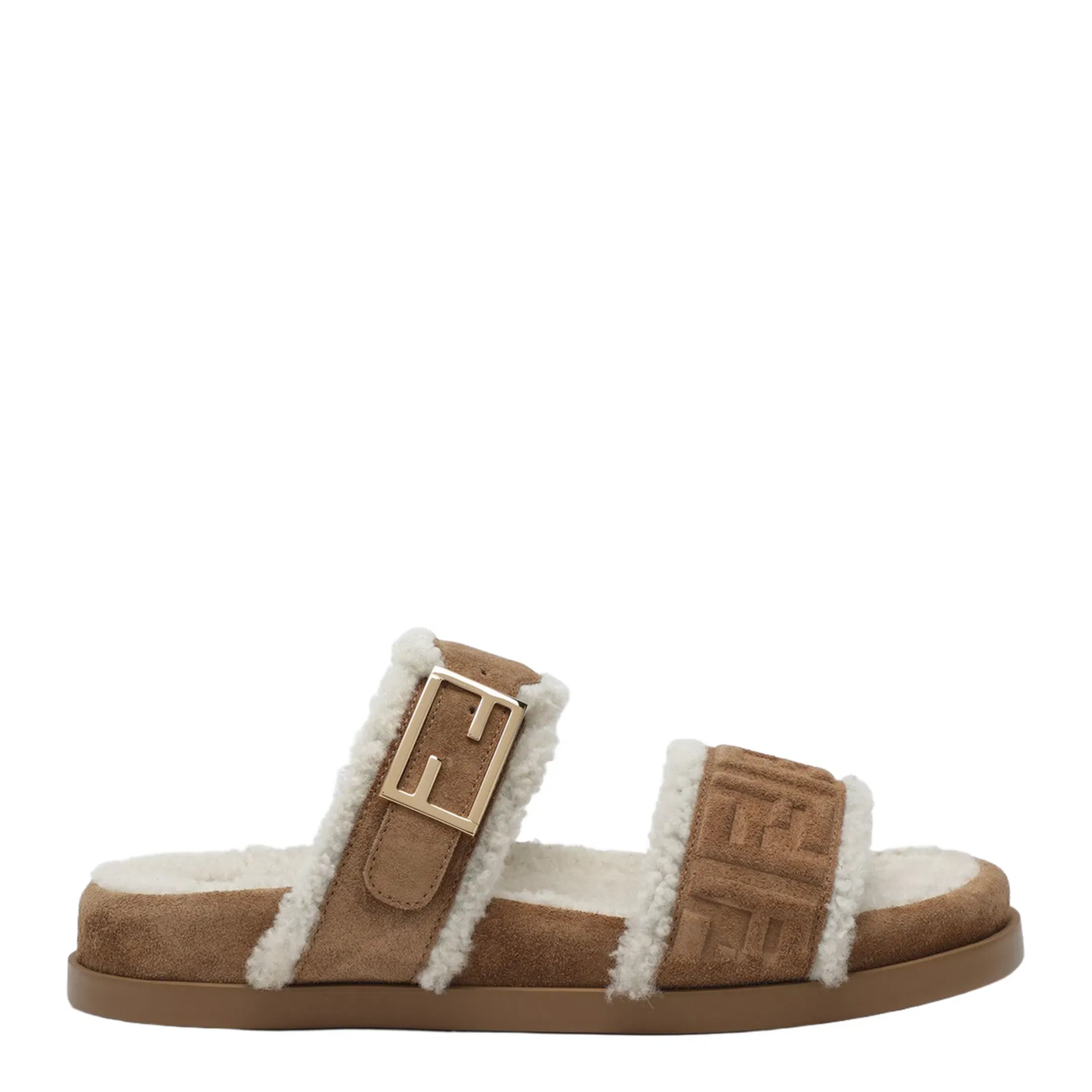 Slide Feel in Bronze Suede and Shearling