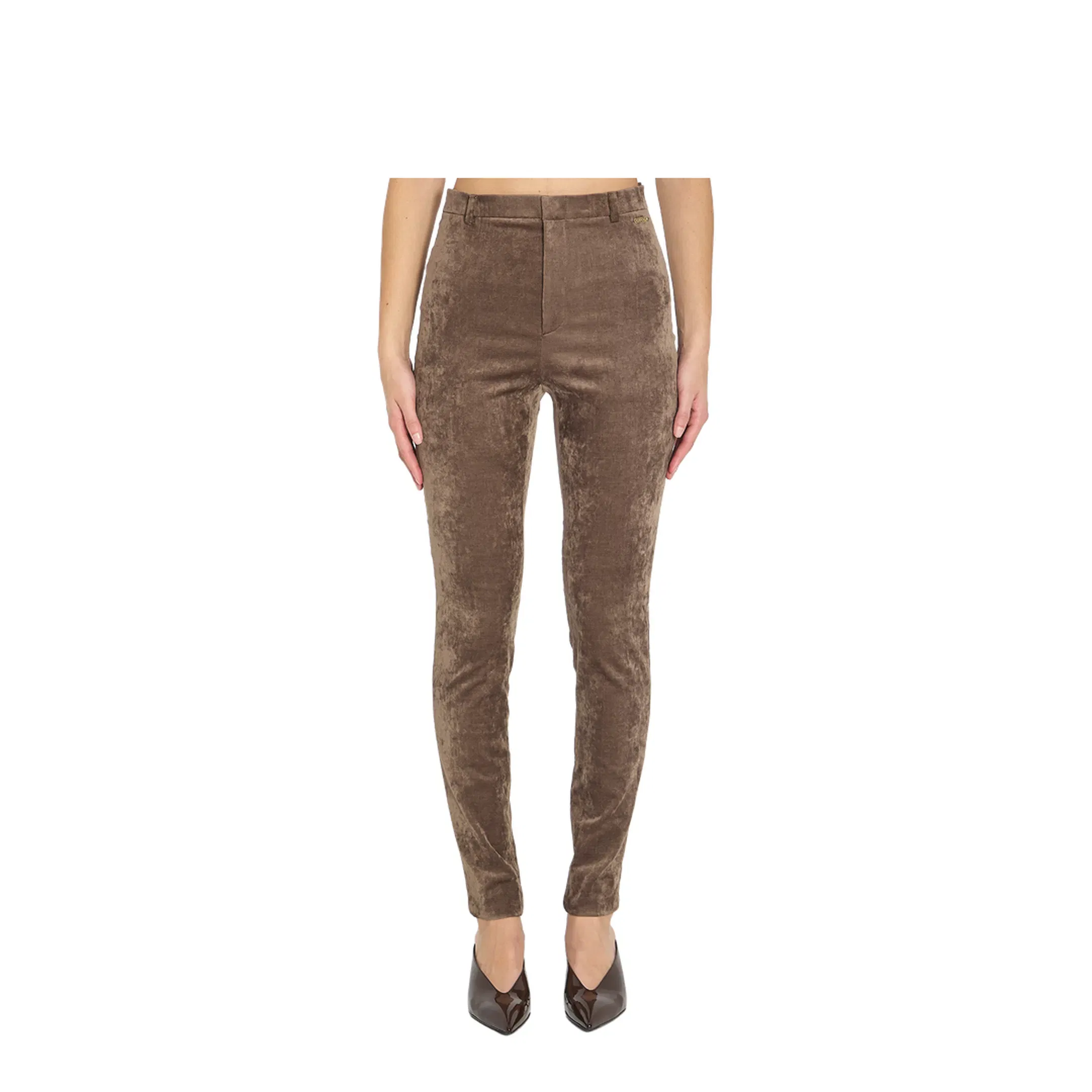 Stretch Velvet Leggings in Brown