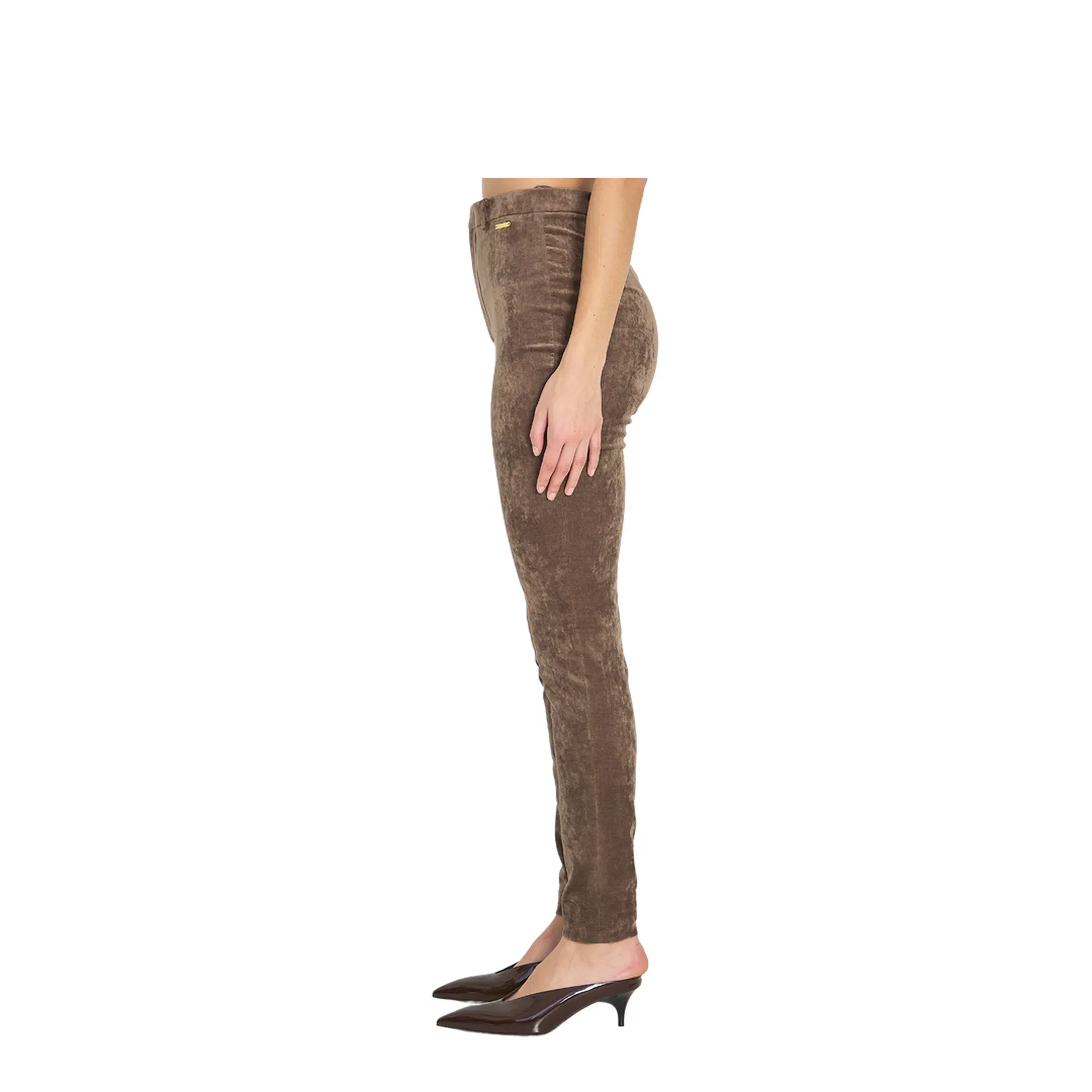 Stretch Velvet Leggings in Brown