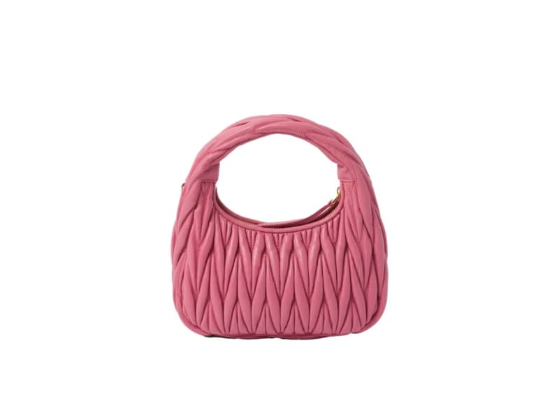 Miu Miu Wander Matelasse Nappa Leather Mini Hobo Bag Pink