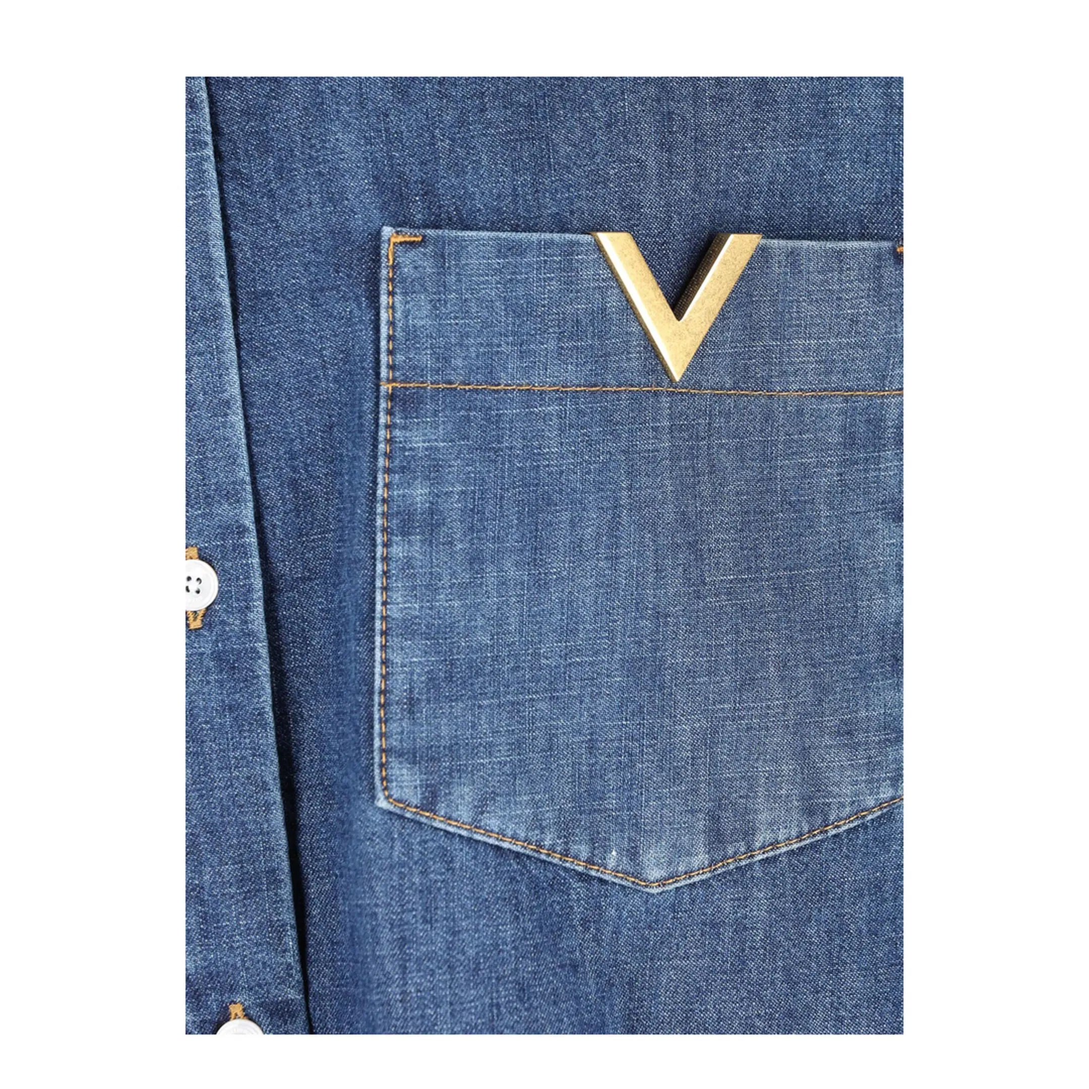 Women's Long Sleeve Denim Shirts Blue