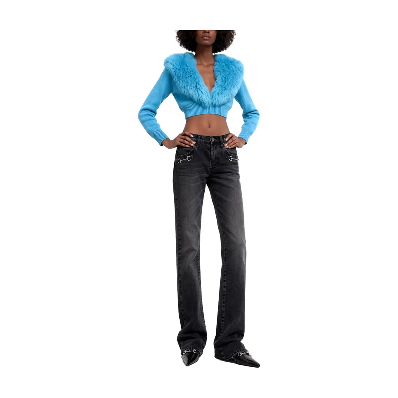 Denim Jeans with Horsebit Detail