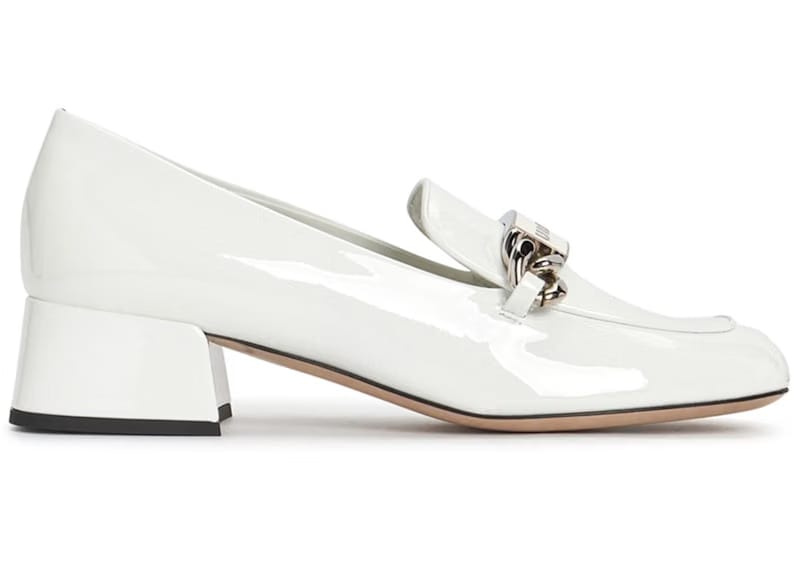 Miu Miu Patent Leather Pump Loafers White (Women's)