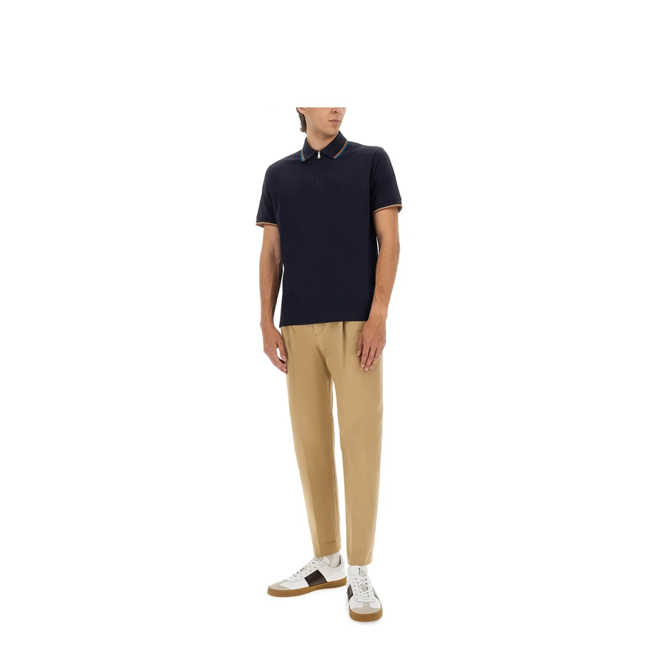 Cotton Polo Shirt with Zipper