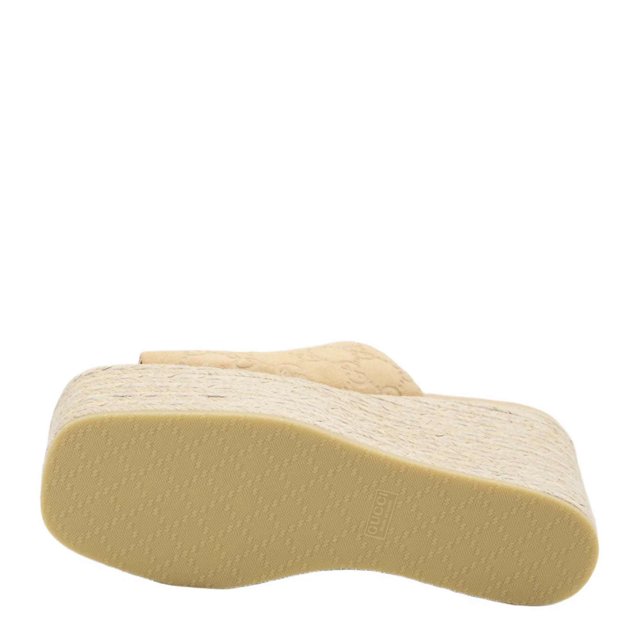 Platform Espadrille with Horsebit in Beige GG Suede