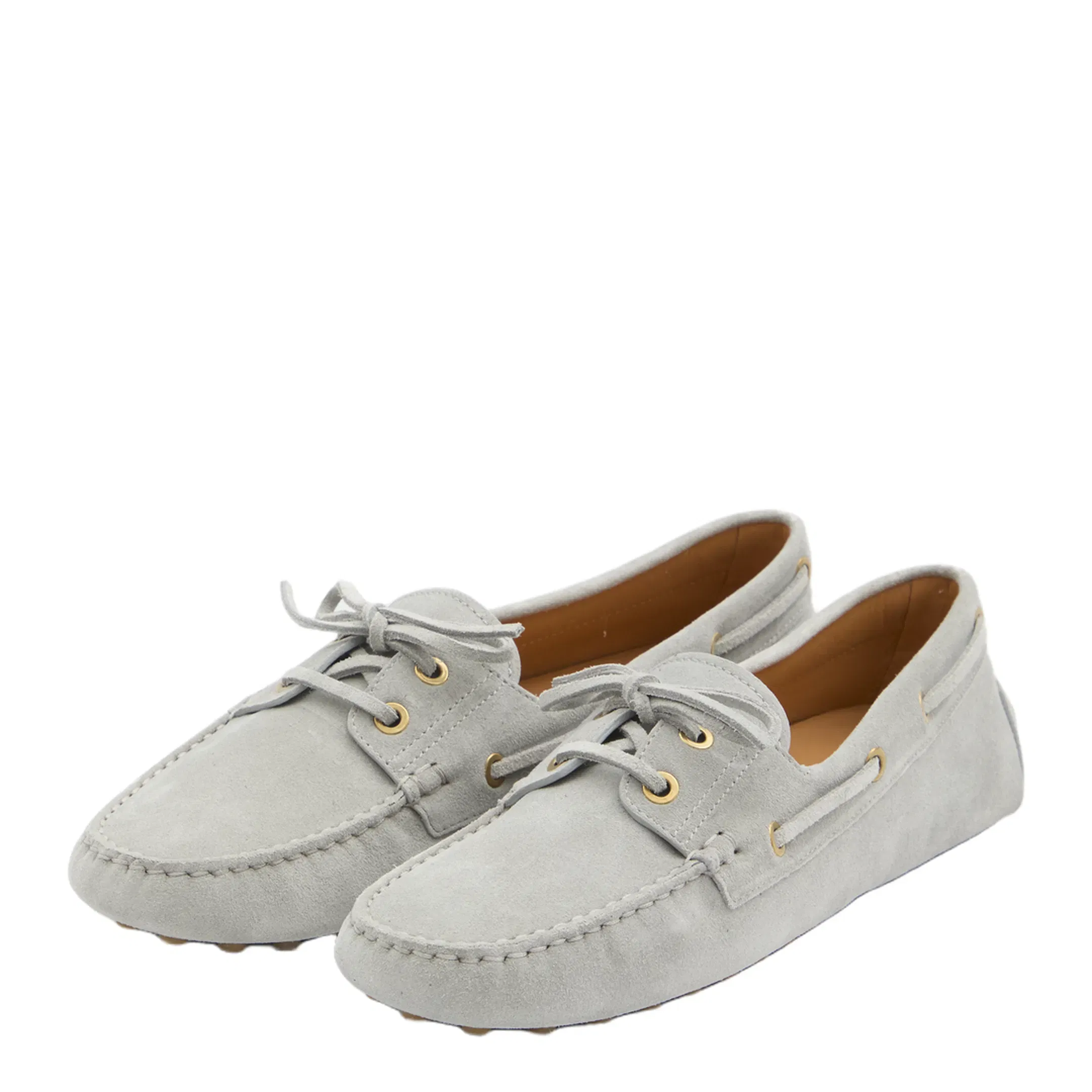 Light Blue Loafers With Almond Toe And Laces