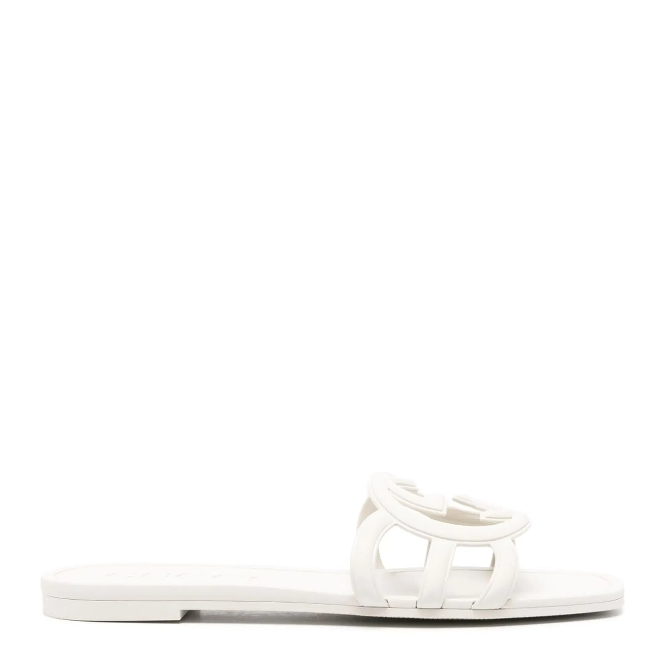 Interlocking G Slide Sandal in White Rubber