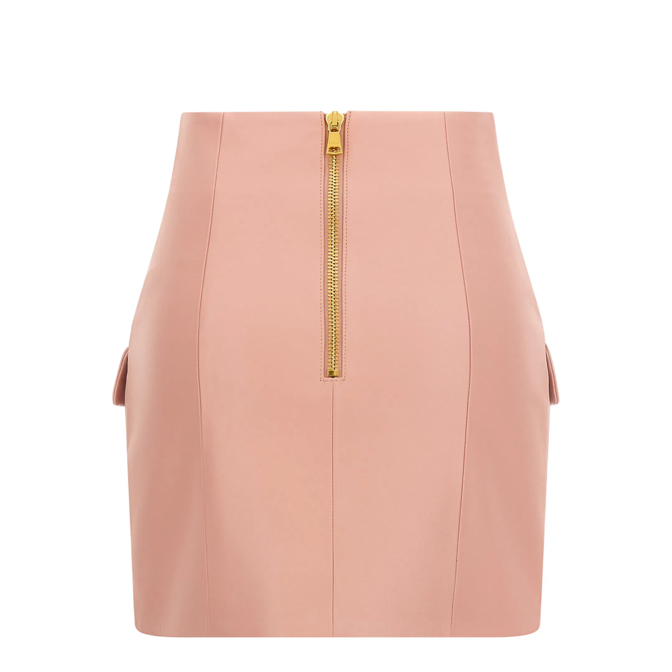Short Lambskin Skirt with Buttons