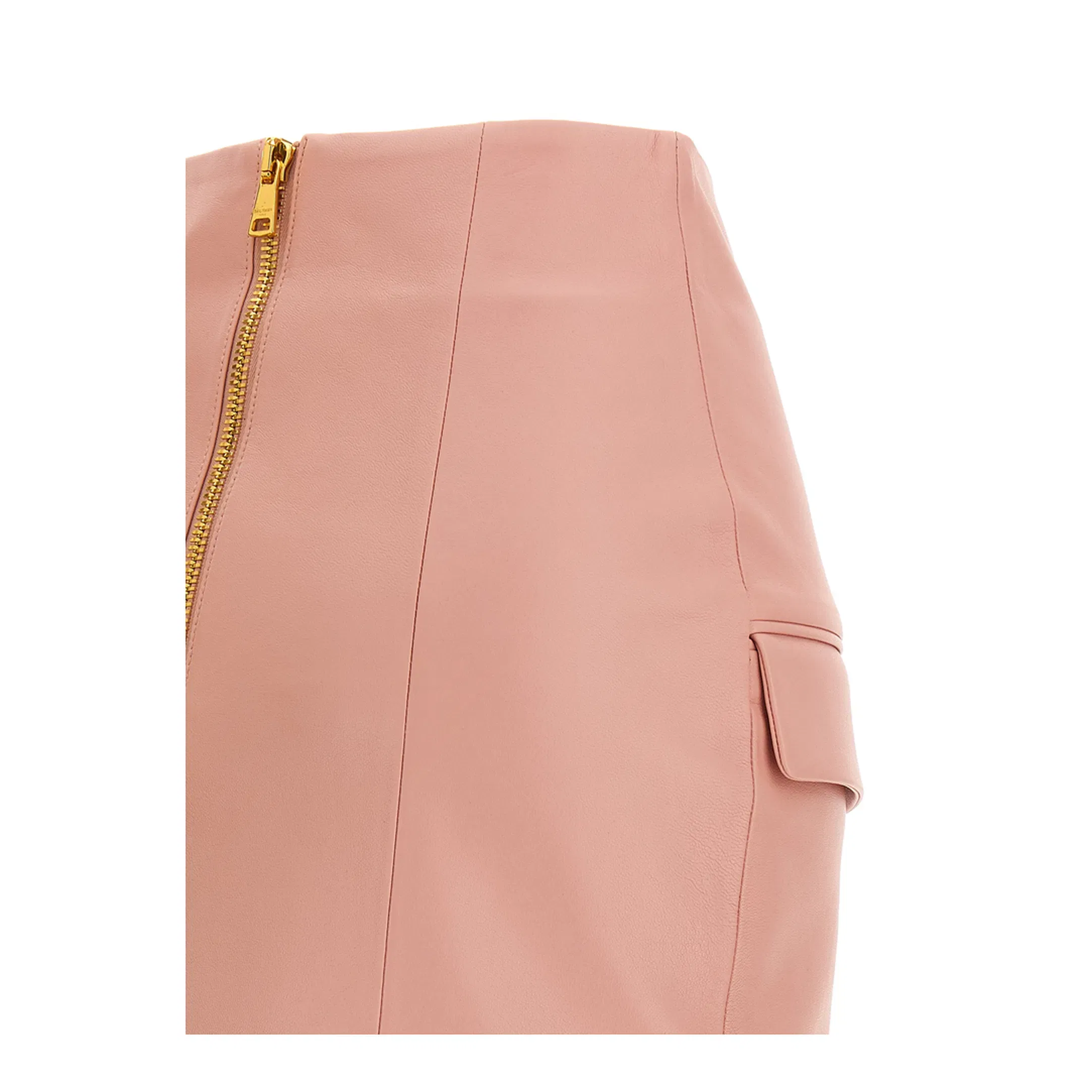 Short Lambskin Skirt with Buttons