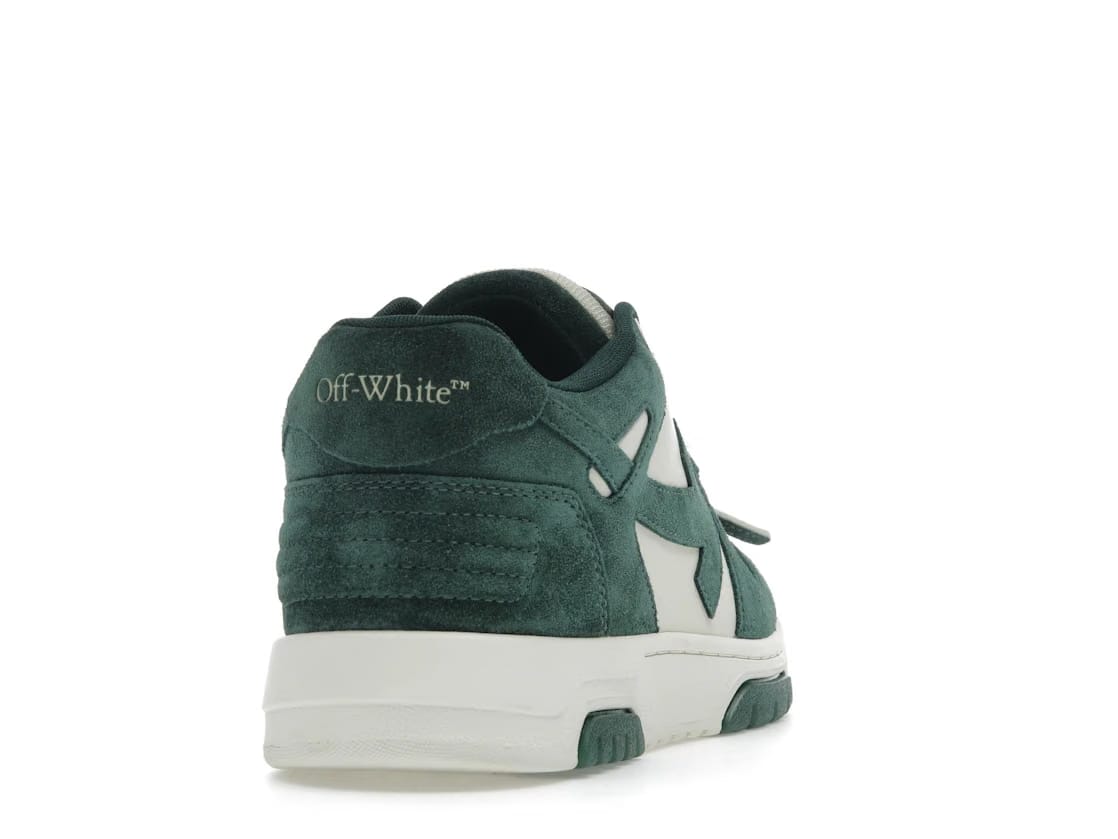 OFF-WHITE Out Of Office OOO Low Tops Jet Green Ecru Suede