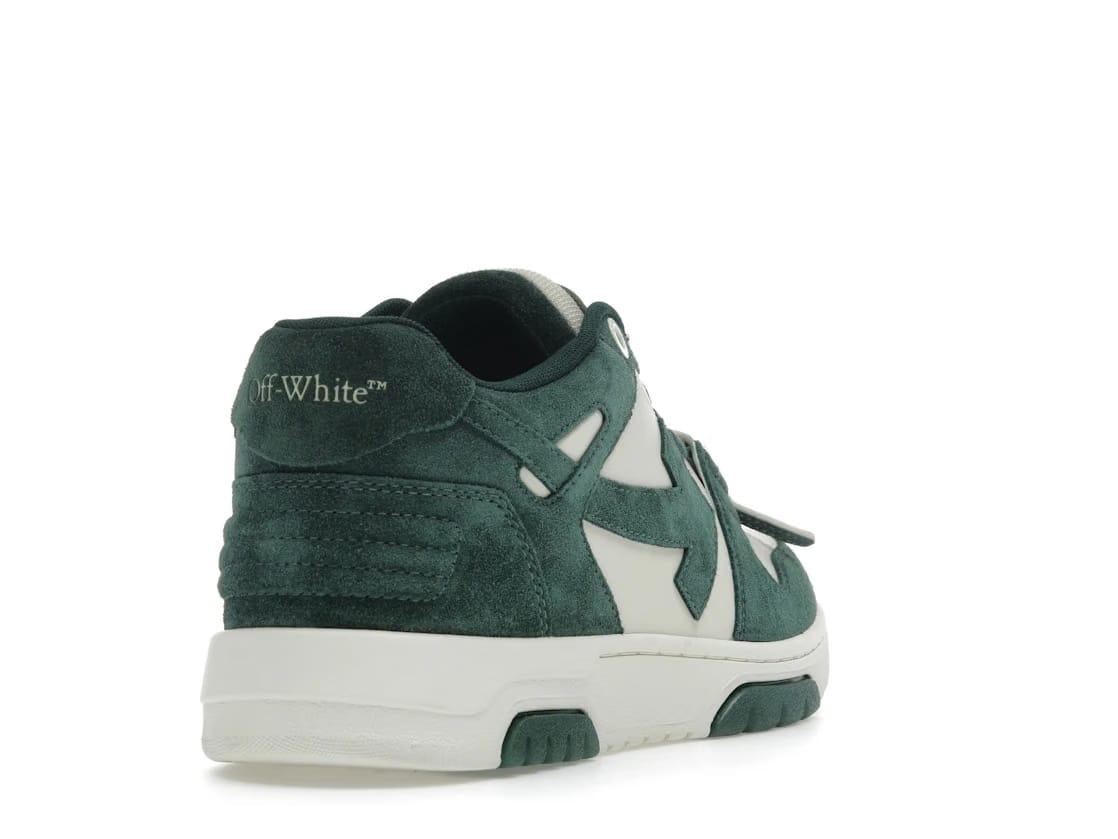 OFF-WHITE Out Of Office OOO Low Tops Jet Green Ecru Suede
