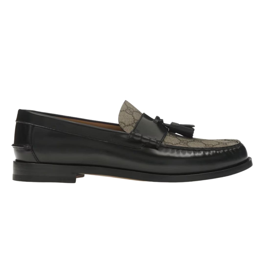 Gucci Tassel GG Canvas Loafers Black Ebony