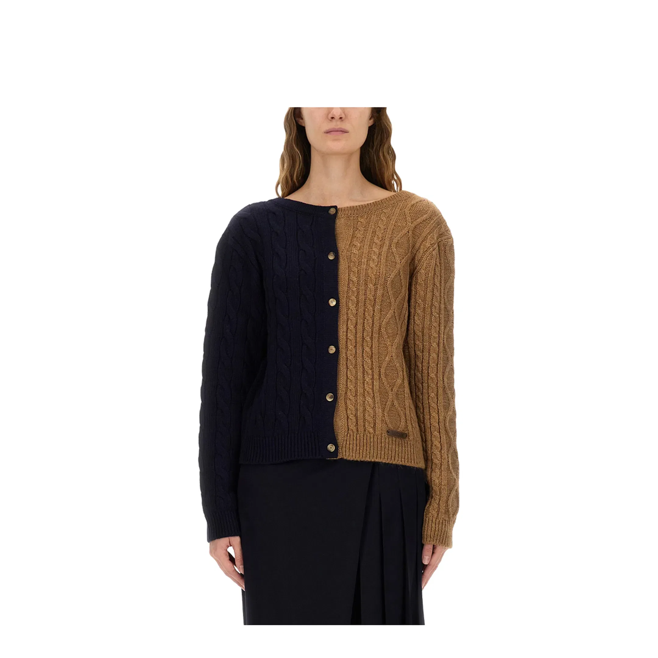 Two-Tone Alpaca Blend Cardigan