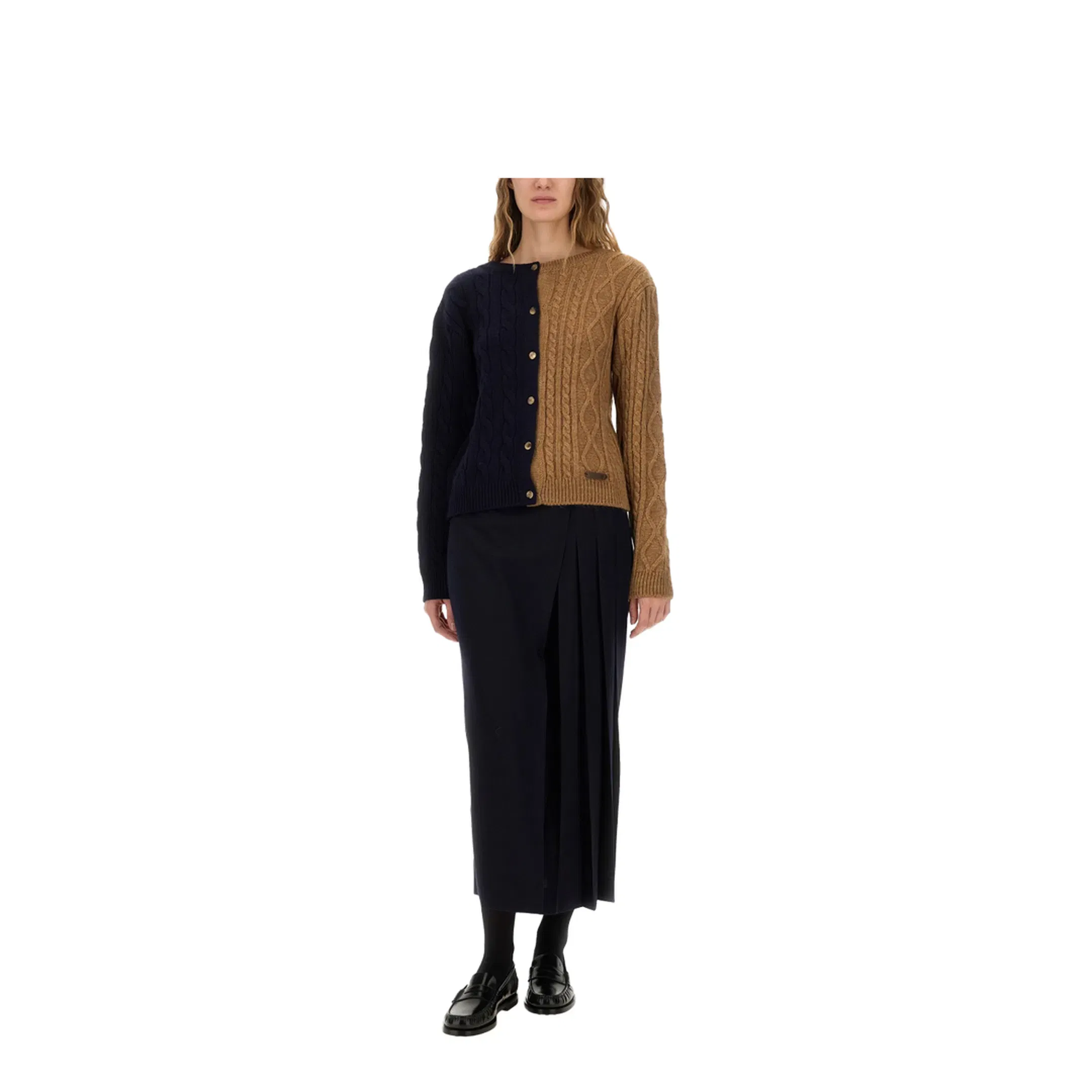 Two-Tone Alpaca Blend Cardigan