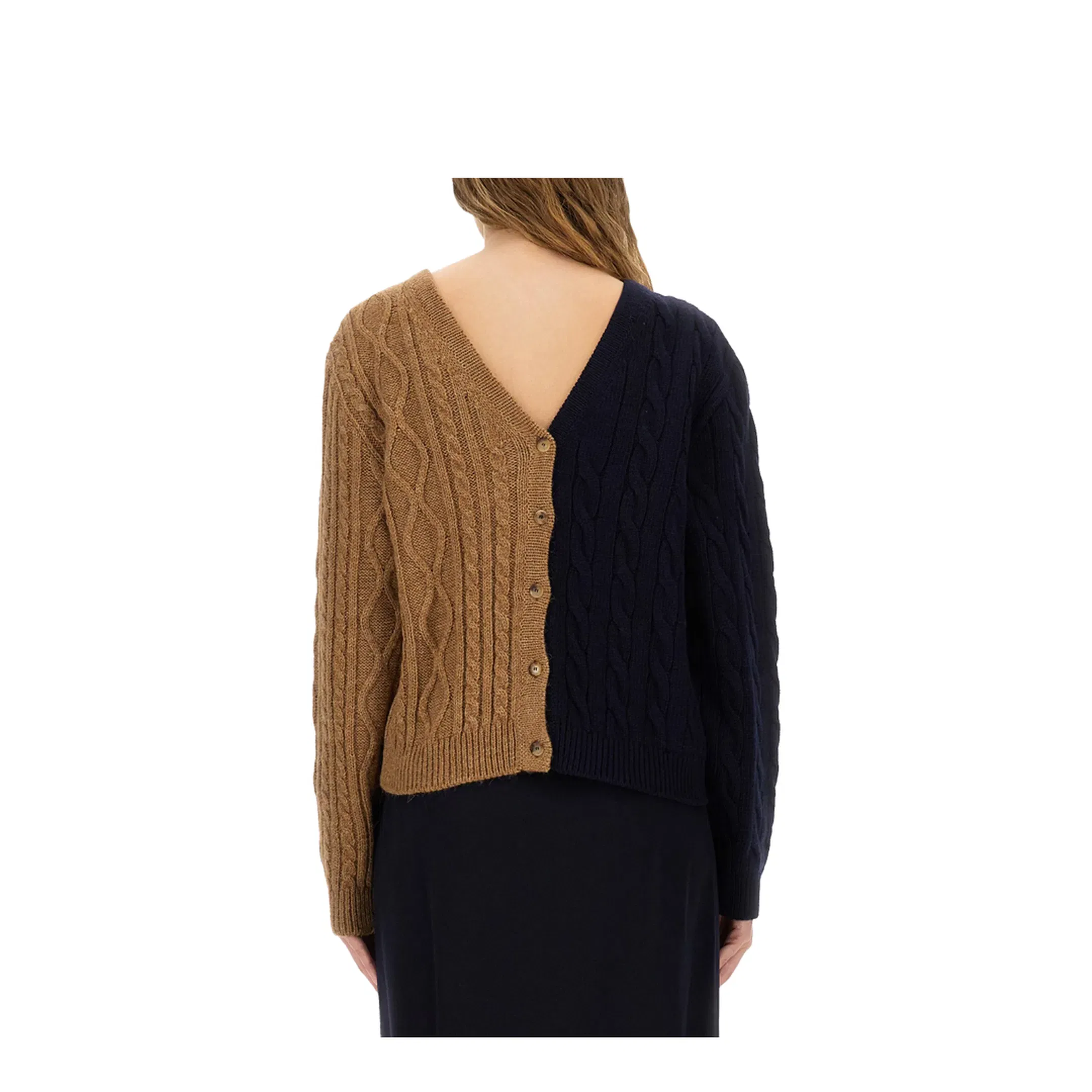 Two-Tone Alpaca Blend Cardigan