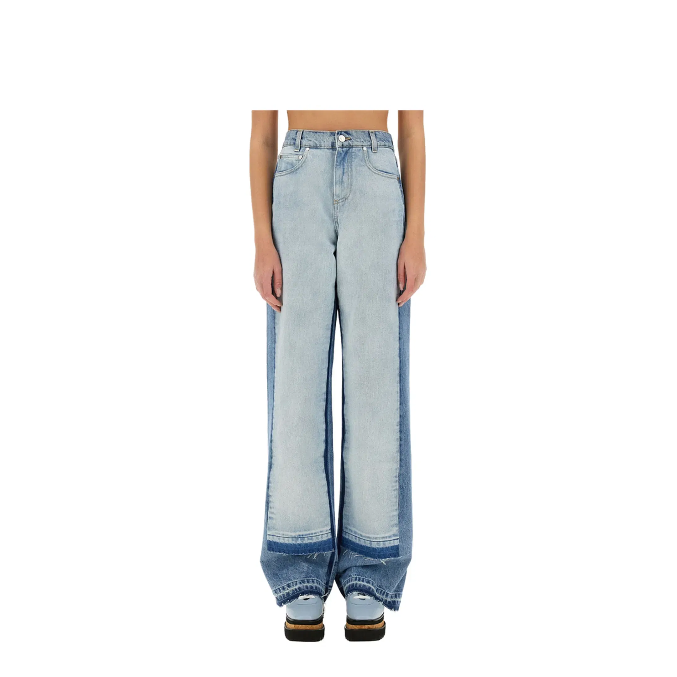 Straight-Leg Jeans with Contrasting Panels