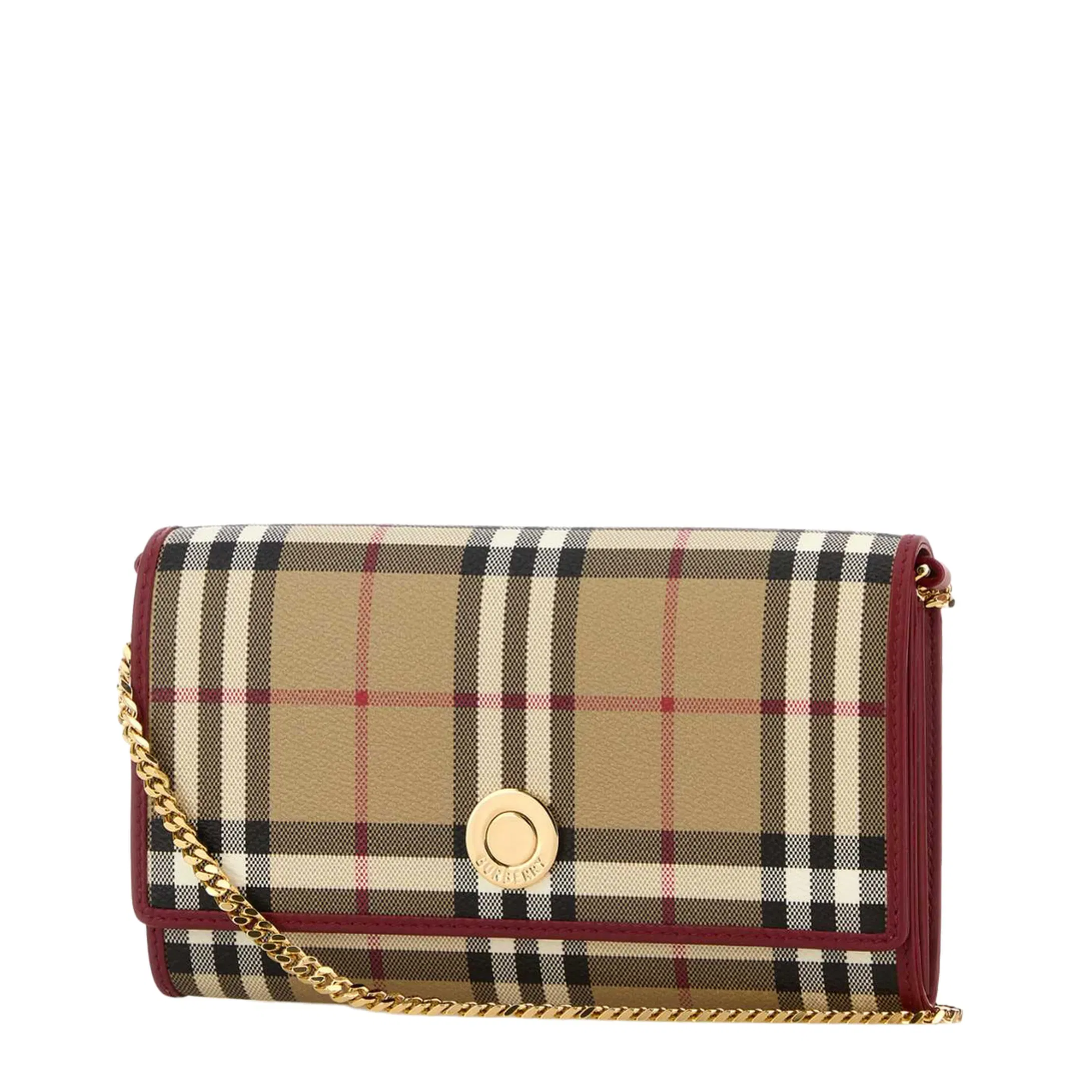 Check Pattern Chain Wallet - Beige
