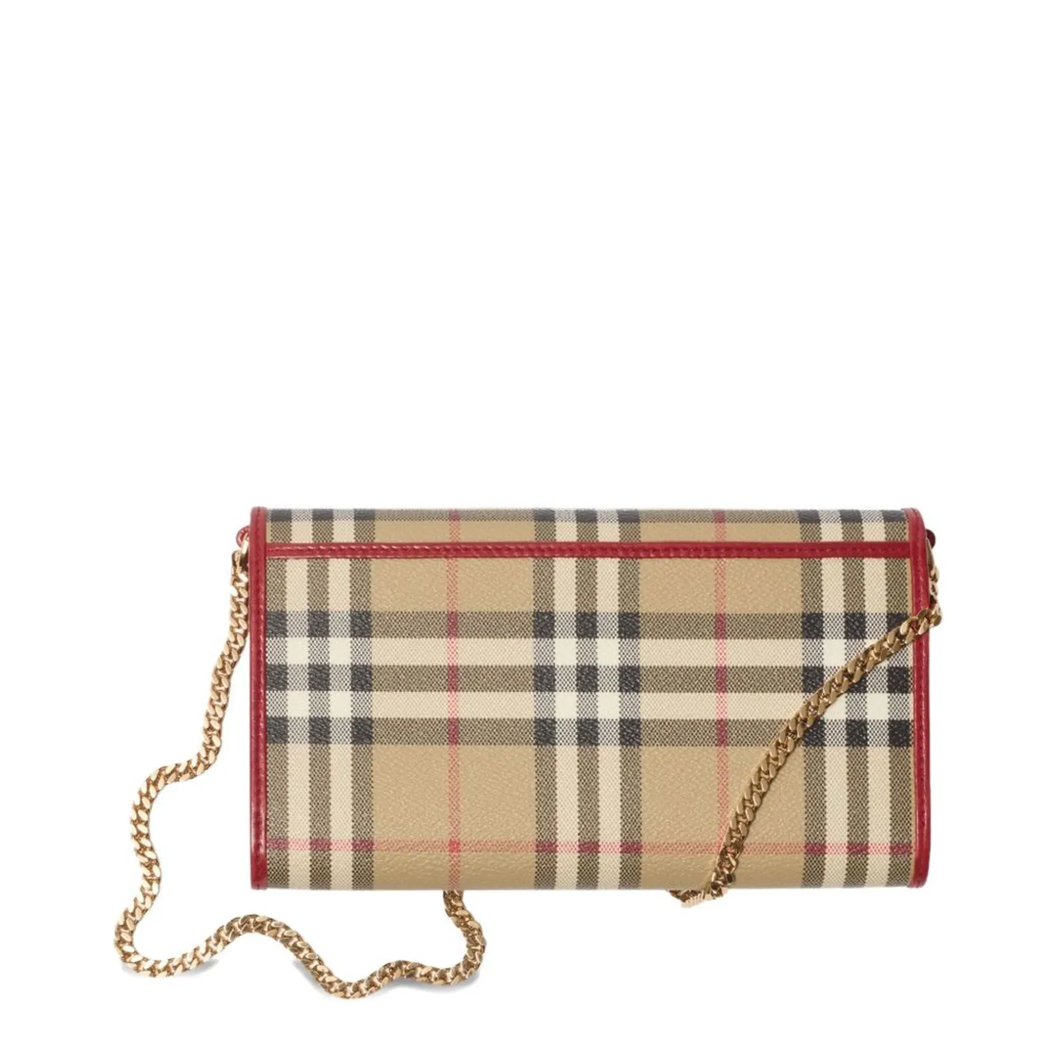 Check Pattern Chain Wallet - Beige