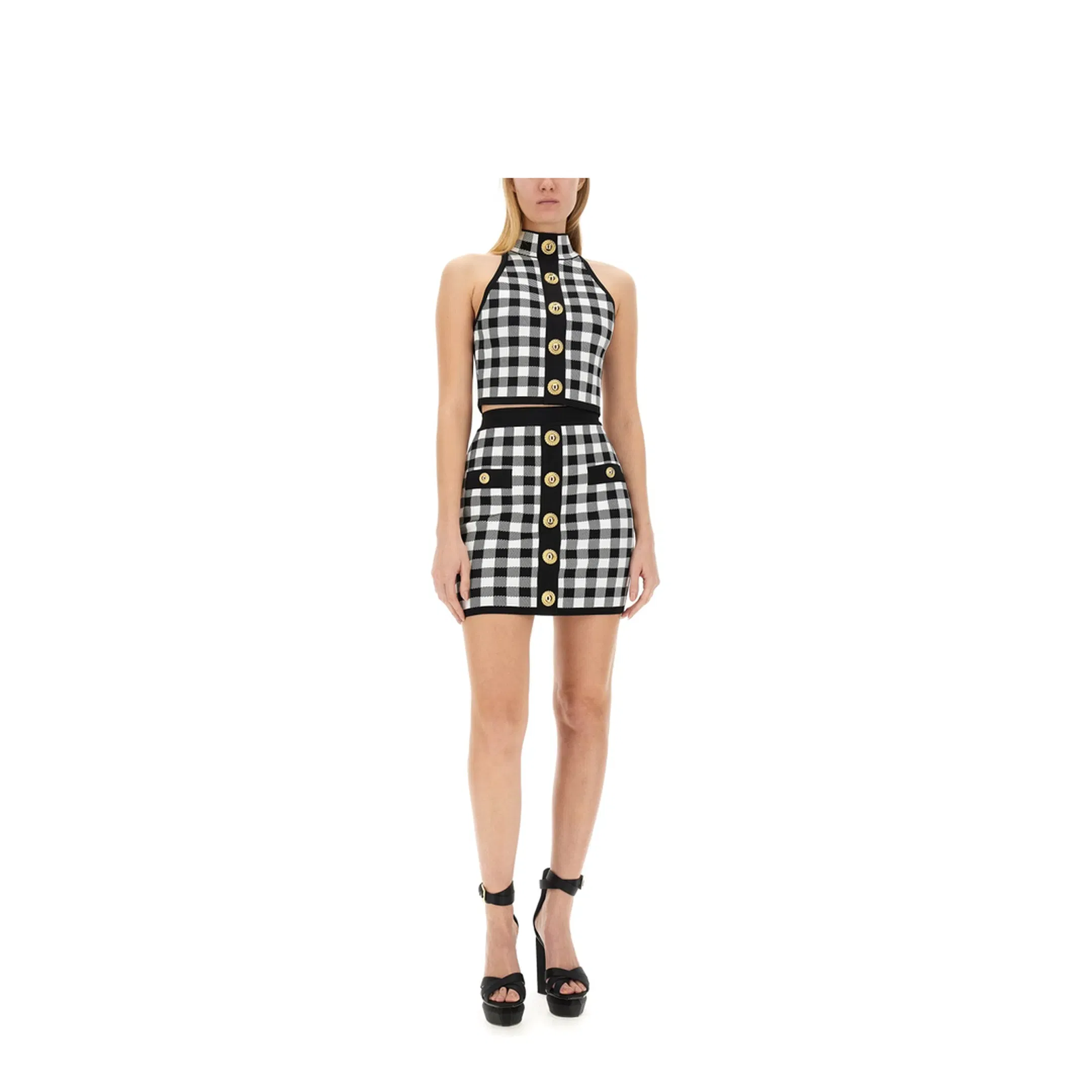 Logo Button Vichy Skirt