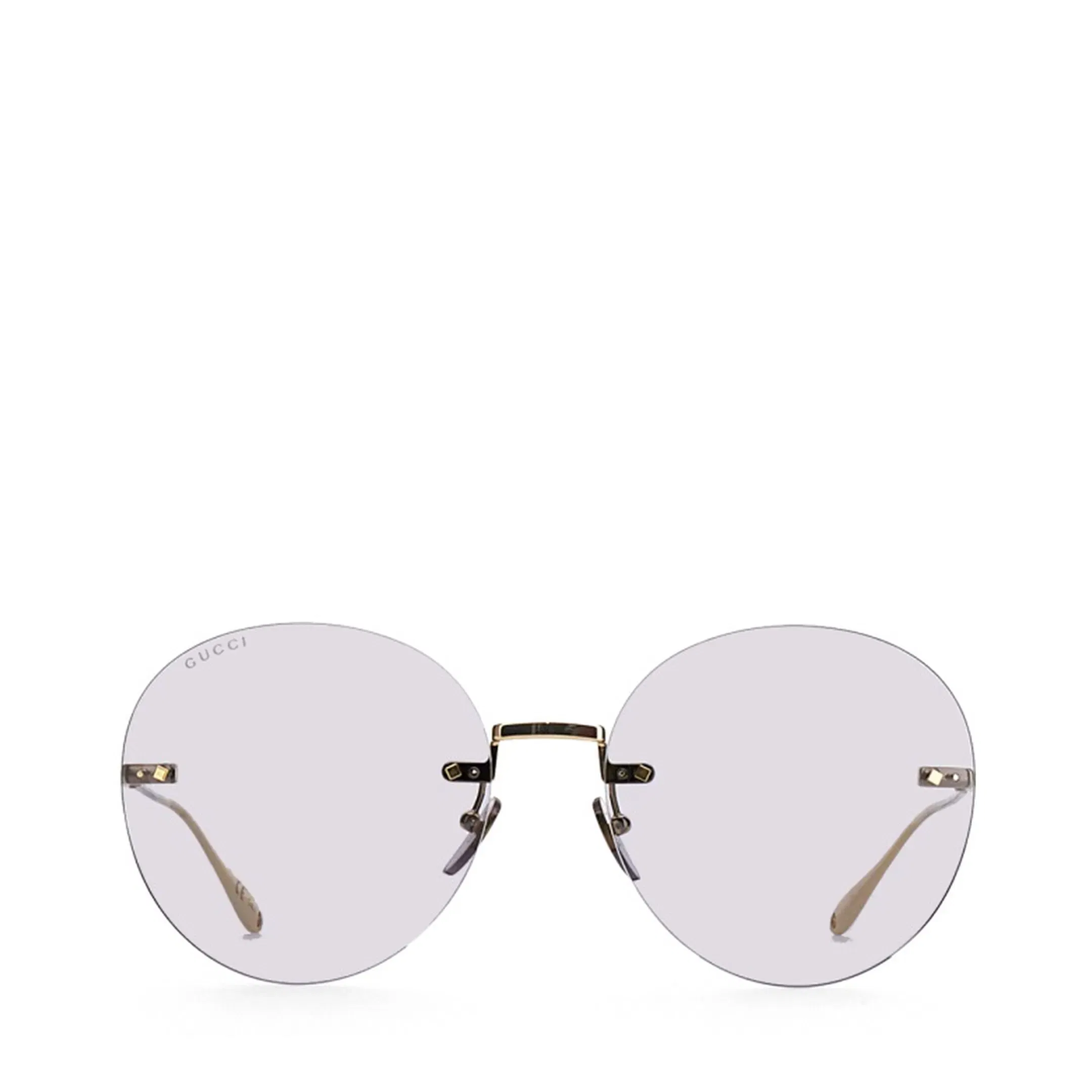 Floral-pendant round-frame sunglasses