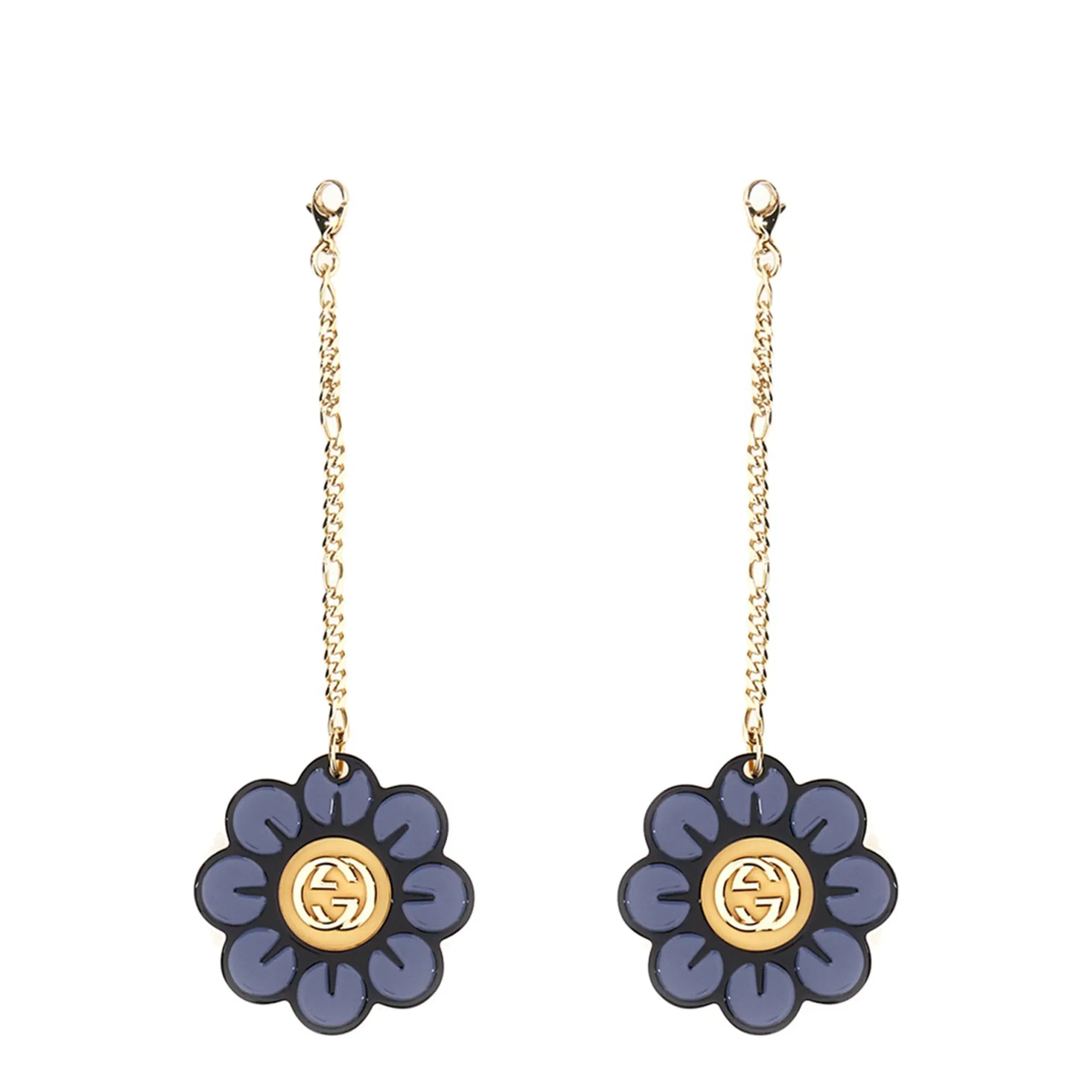 Floral-pendant round-frame sunglasses