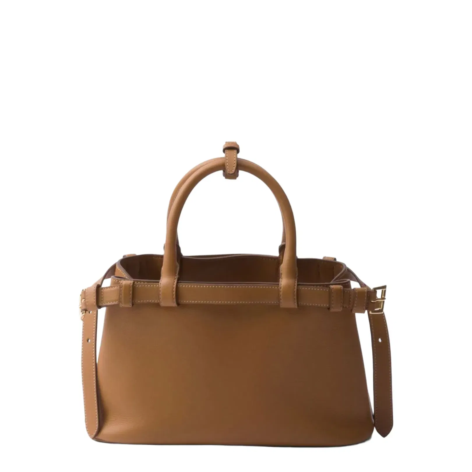 Buckle Small Calfskin Handbag - Caramel