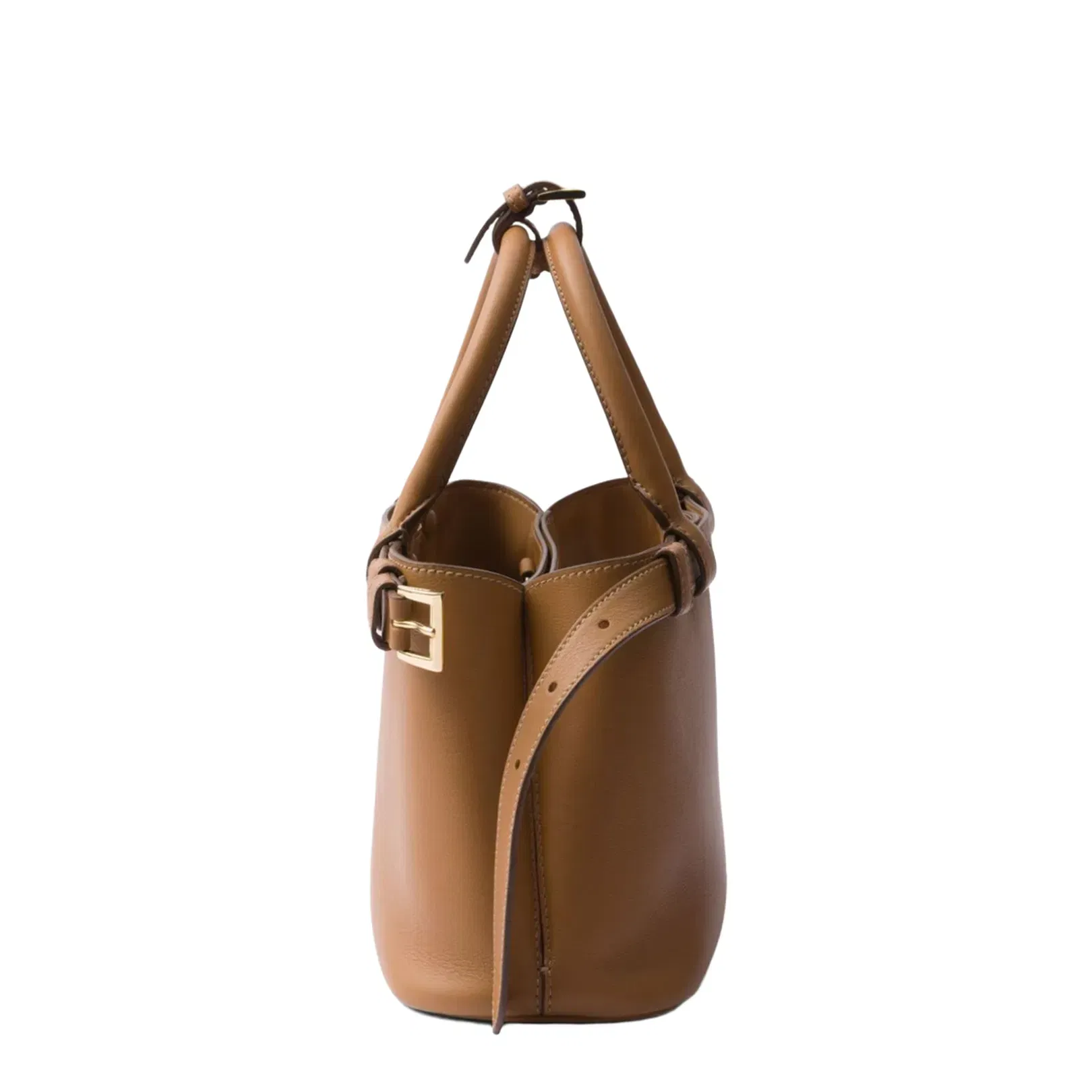 Buckle Small Calfskin Handbag - Caramel