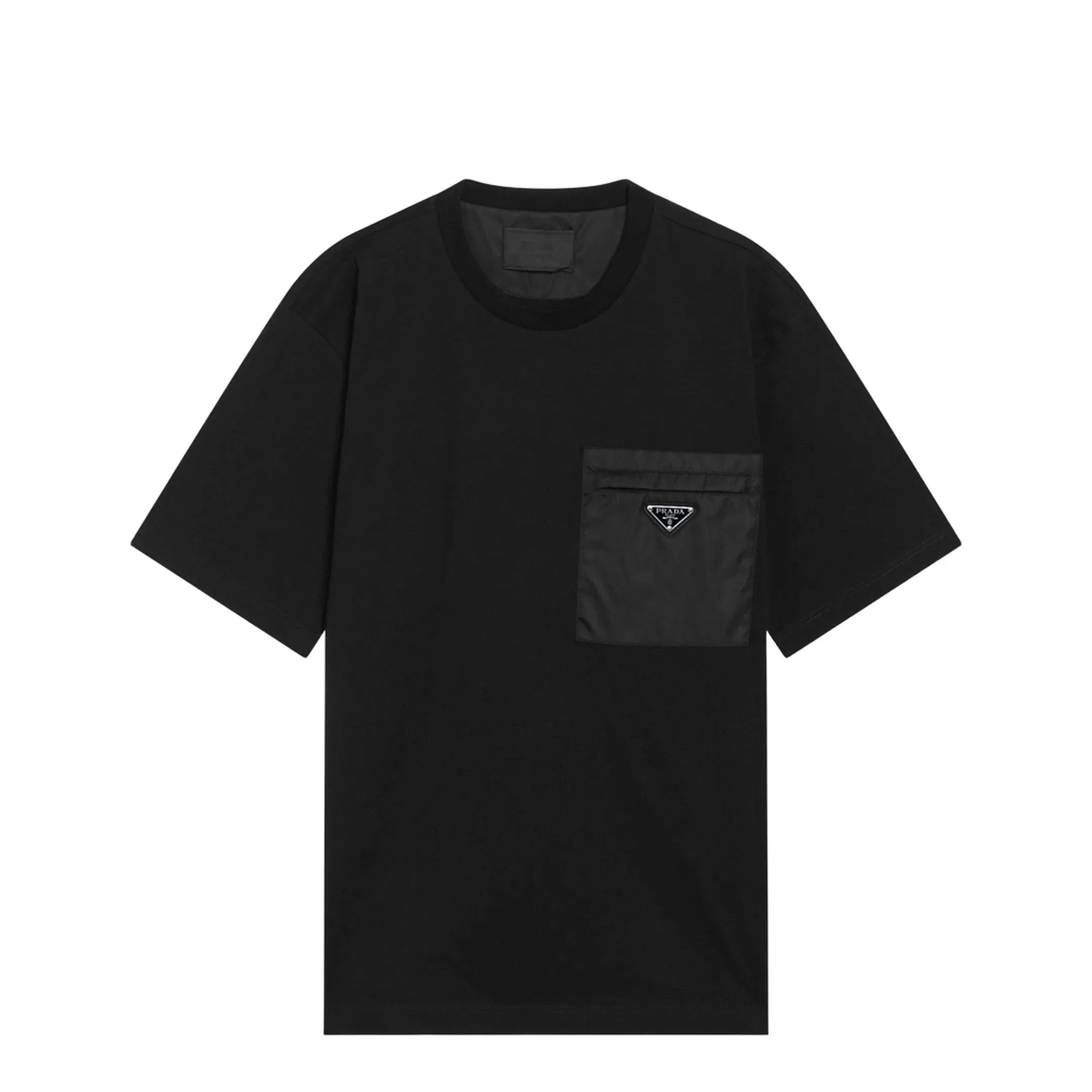 Black Cotton and Re-Nylon T-Shirt