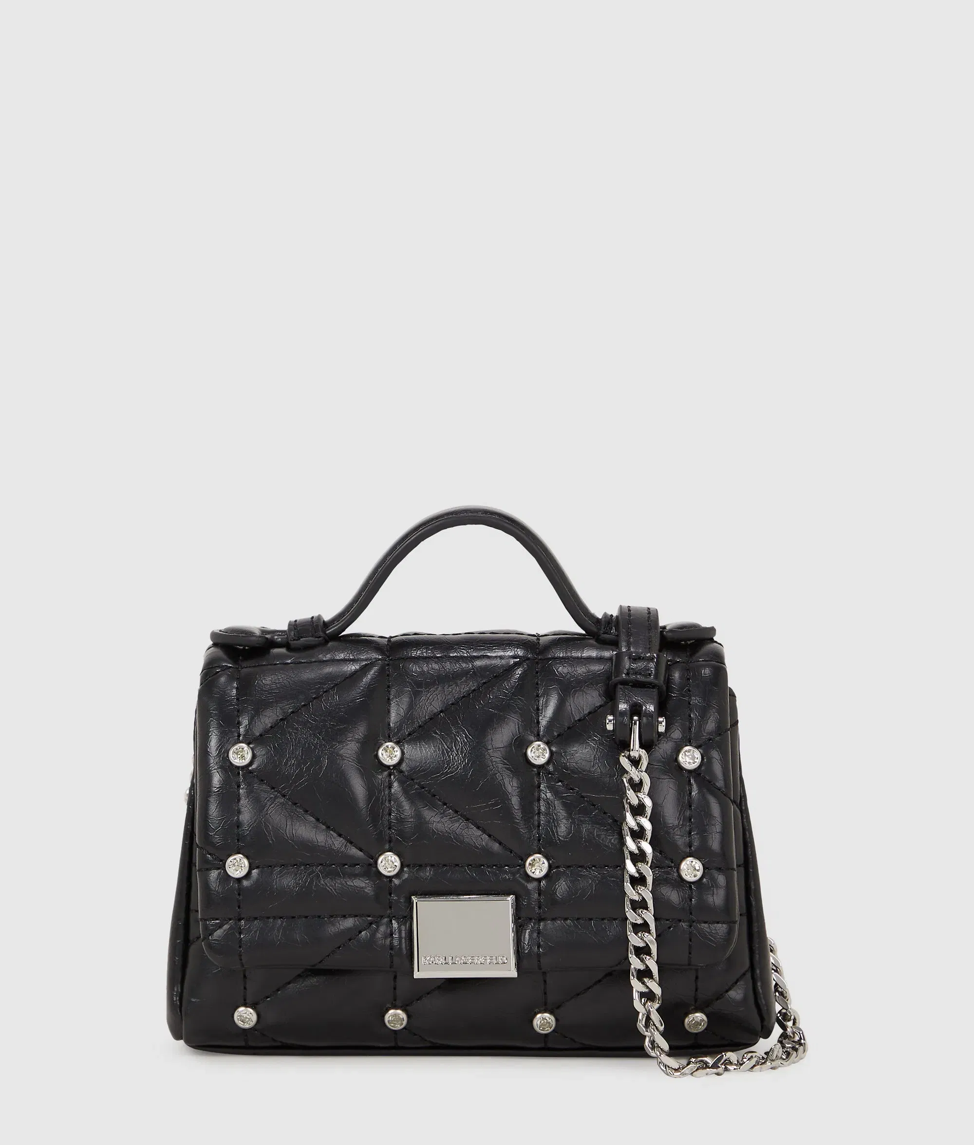 KarlLagerfeld Kkuilt Rhinestone Nano Bag Black Embellishment