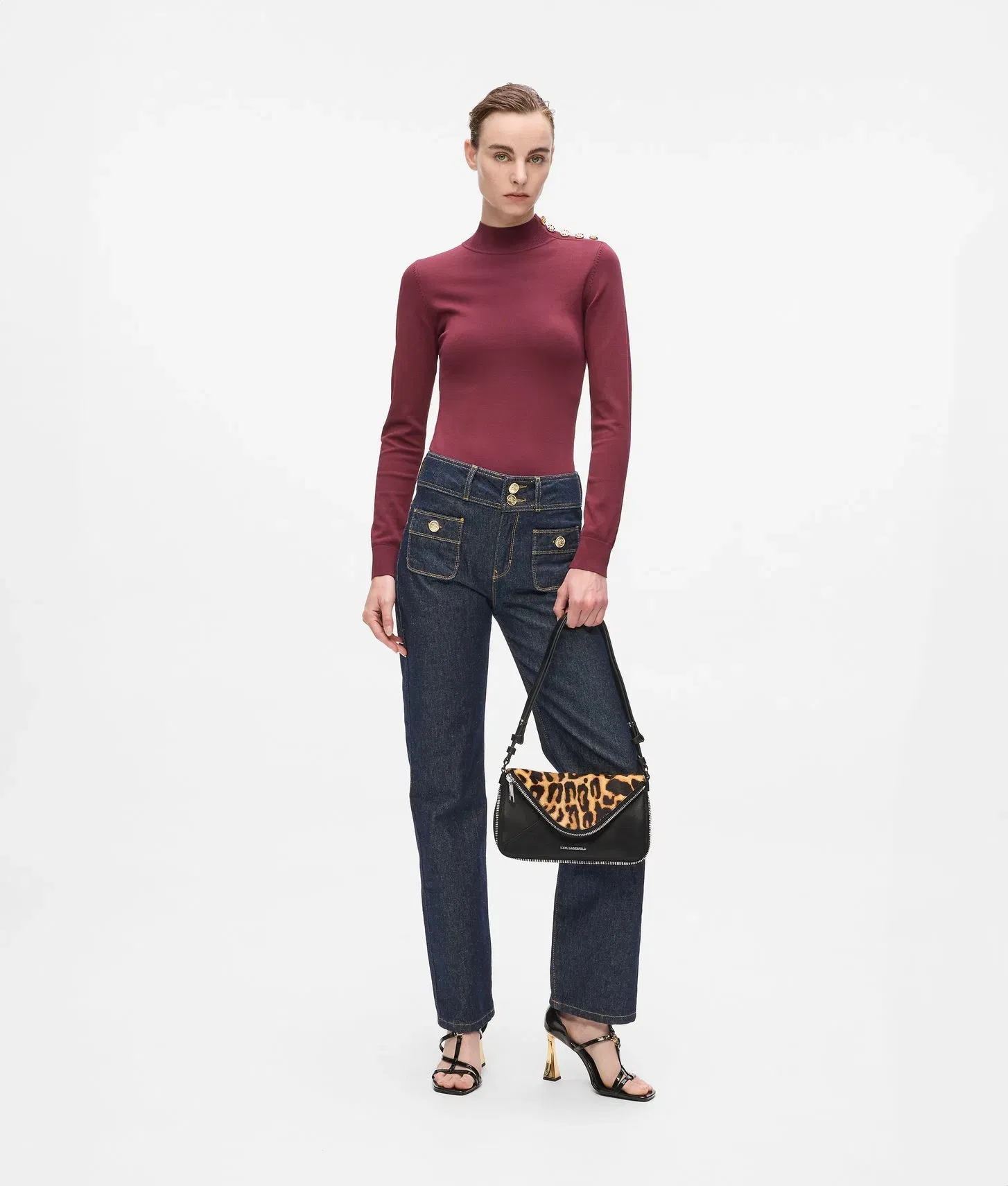 KarlLagerfeld Khardware Leopard Shoulder Bag Leopard