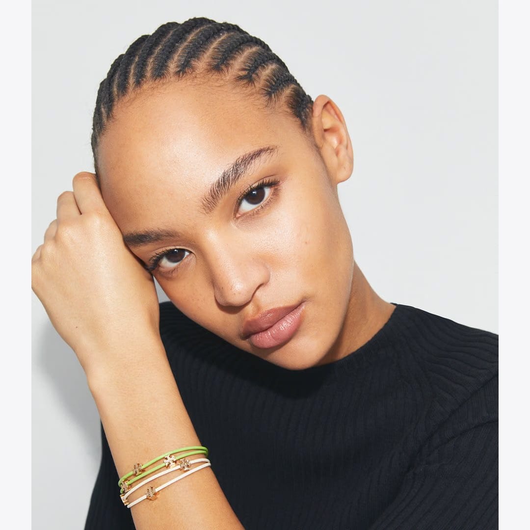 Tory Burch Icon Multi-Wrap Slider Bracelet Light Silver / Yellow