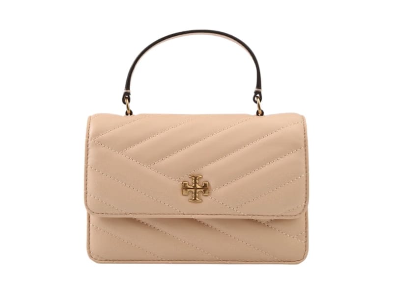 Tory Burch Kira Chevron Mini Top Handle Chain Wallet Apricot
