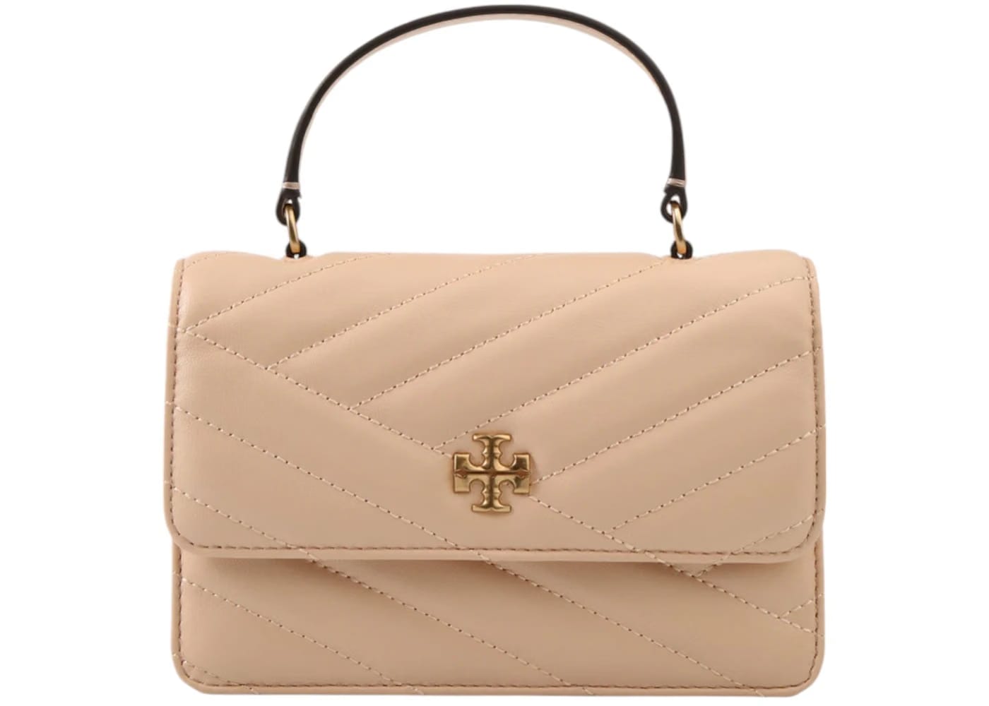 Tory Burch Kira Chevron Mini Top Handle Chain Wallet Apricot