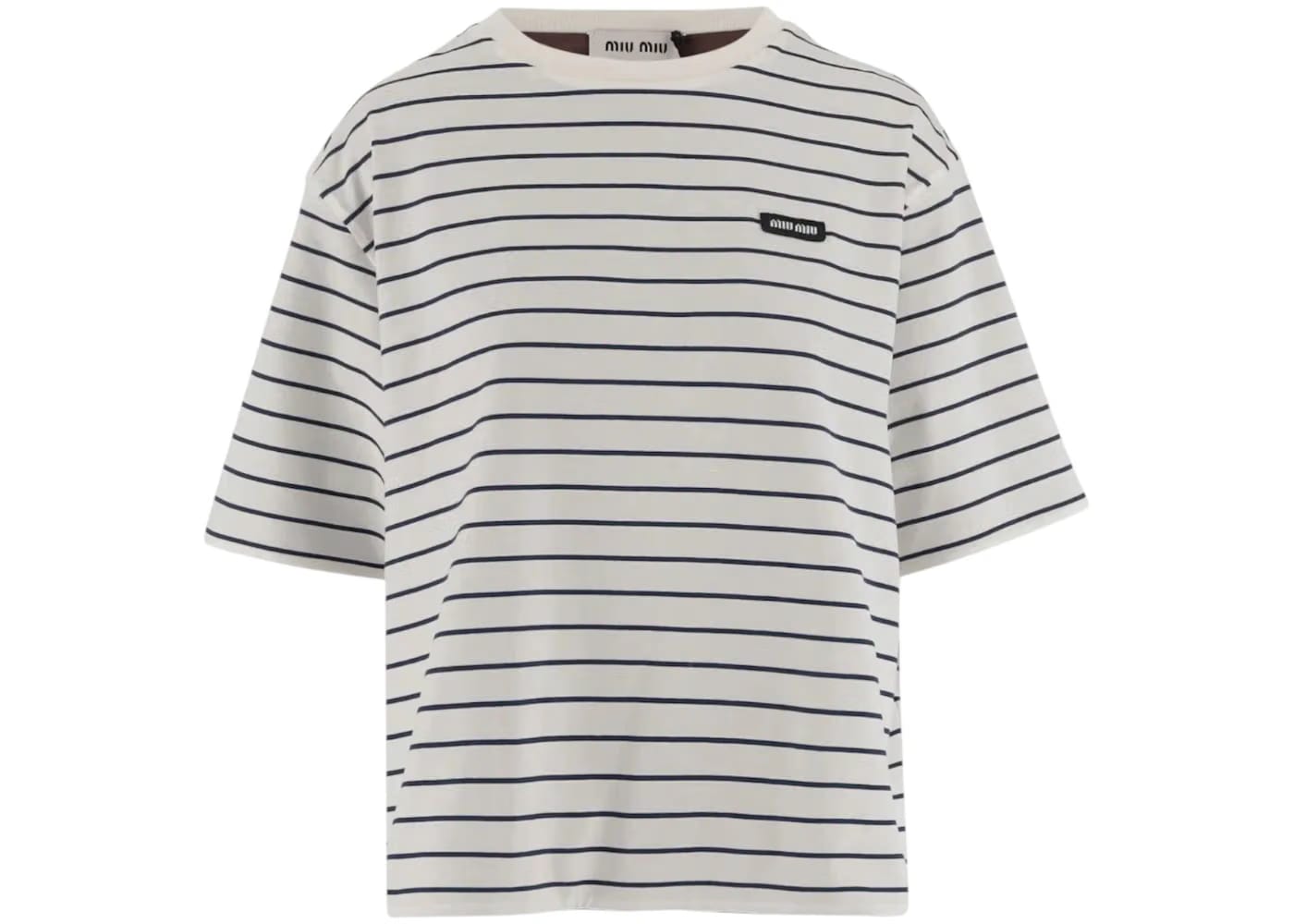 Miu Miu Jersey Double Girocollo Shirt Cacao/Blu/Bia