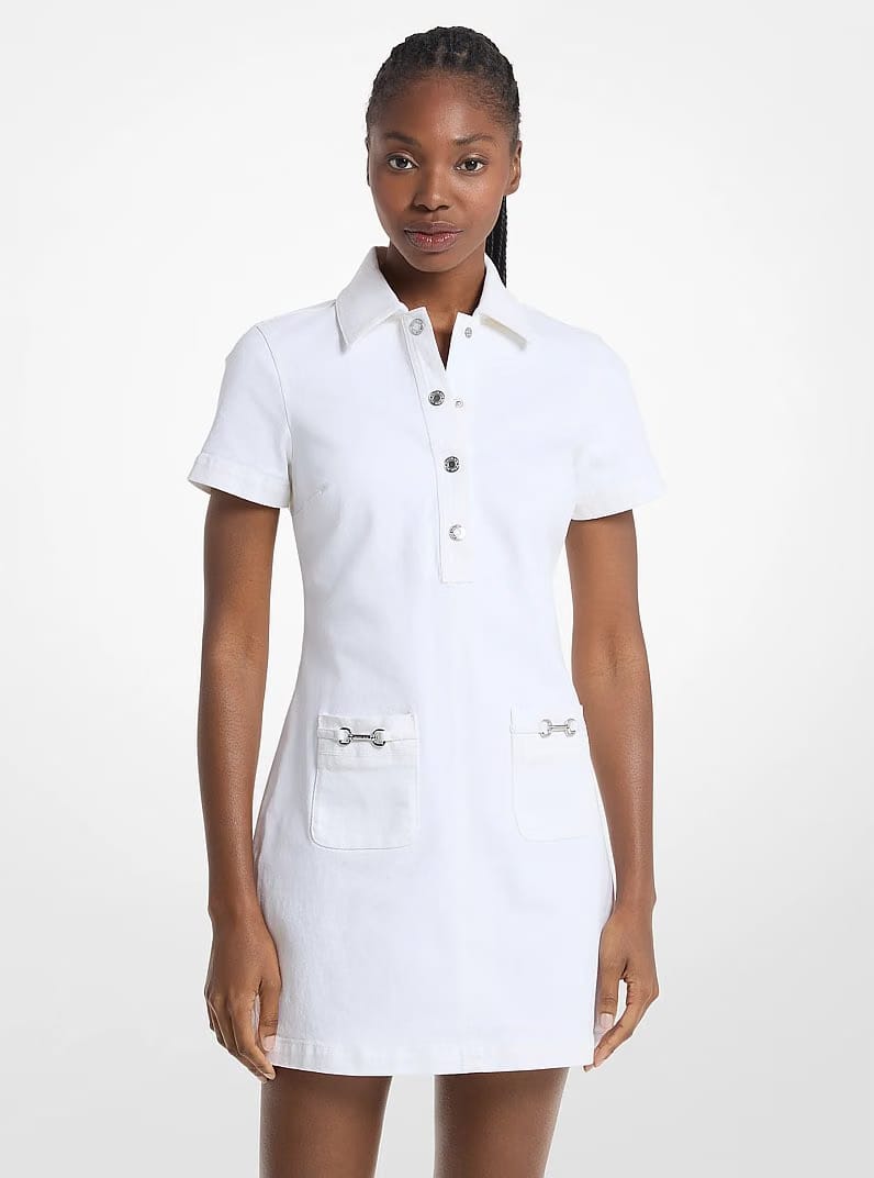 Michael Kors Carson Denim Mini Dress OPTIC WHITE