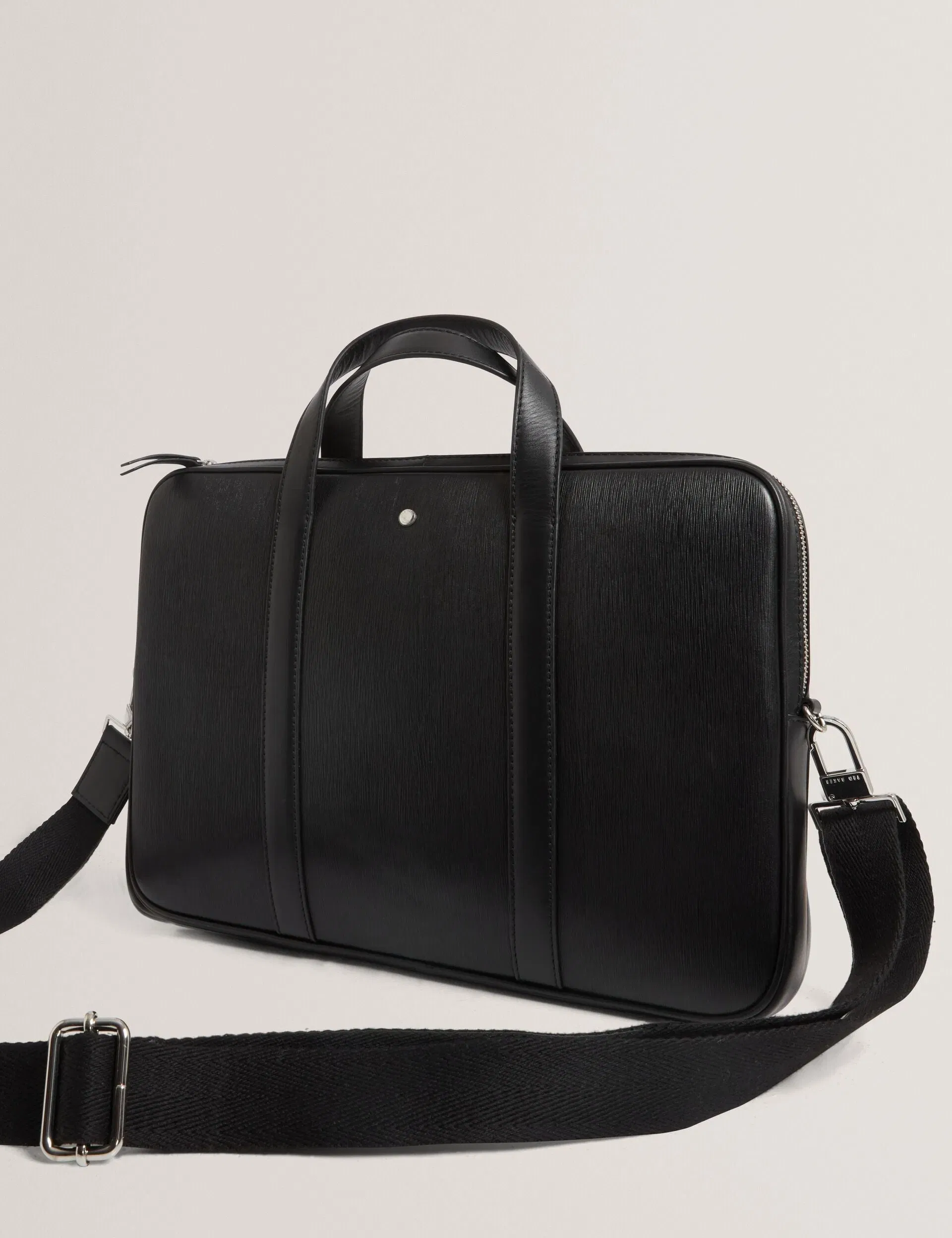 Ted Baker Baylon Bark Grained Leather 15Inch Laptop Bag Black