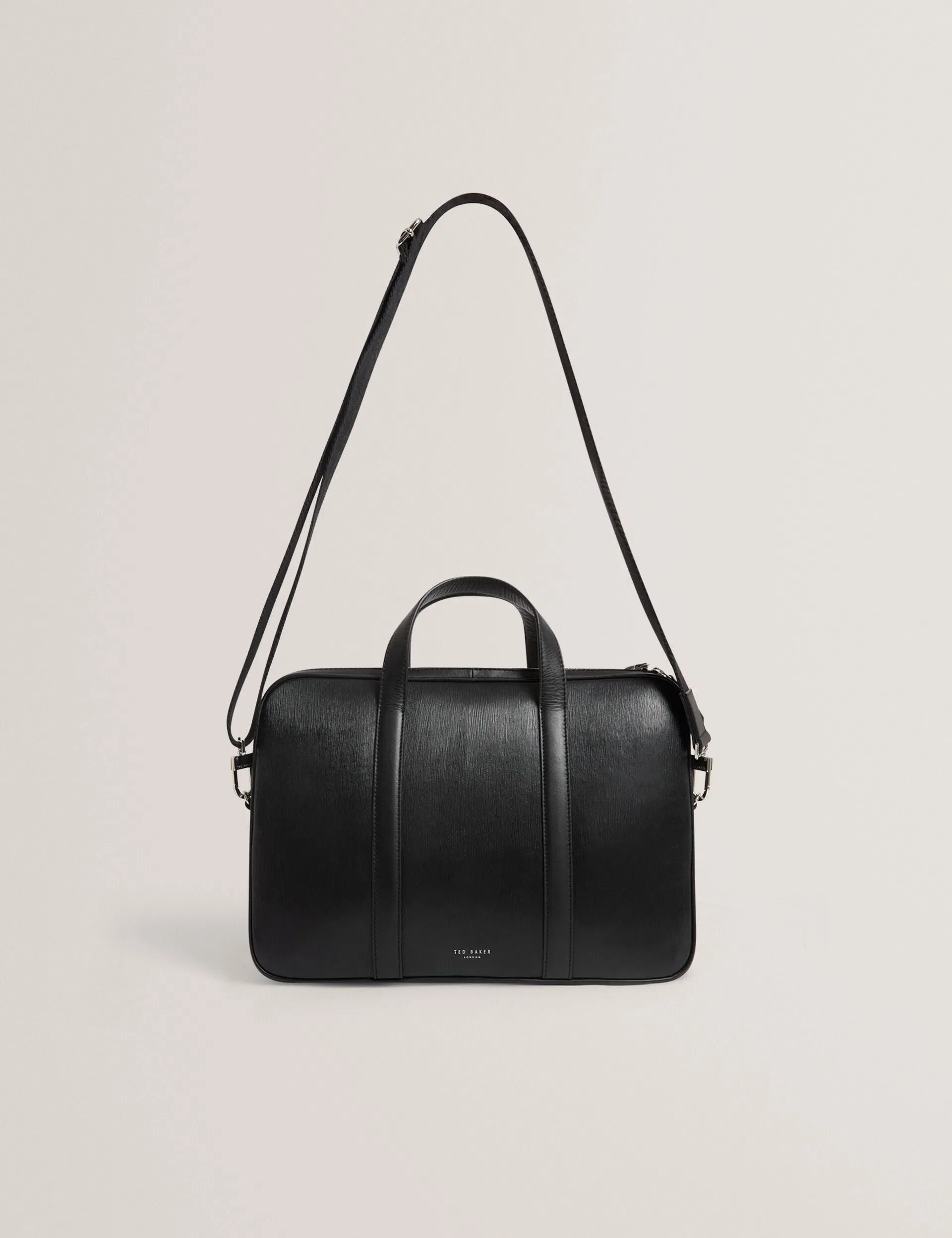 Ted Baker Baylon Bark Grained Leather 15Inch Laptop Bag Black