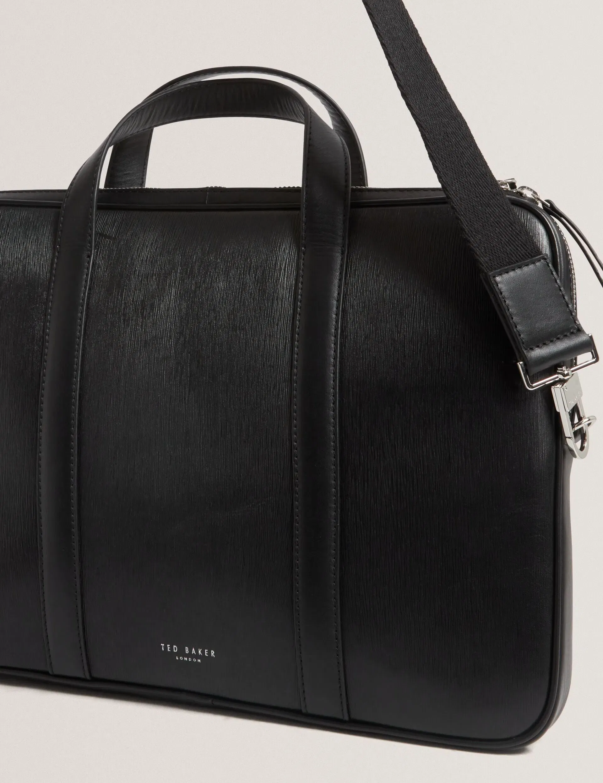 Ted Baker Baylon Bark Grained Leather 15Inch Laptop Bag Black