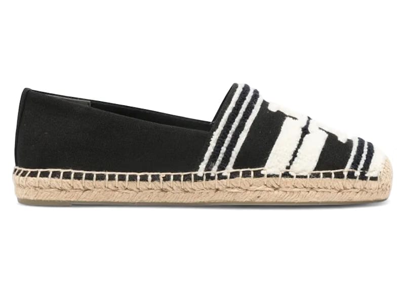 Tory Burch Double T Espadrille Nero Light Alabaster (Women's)
