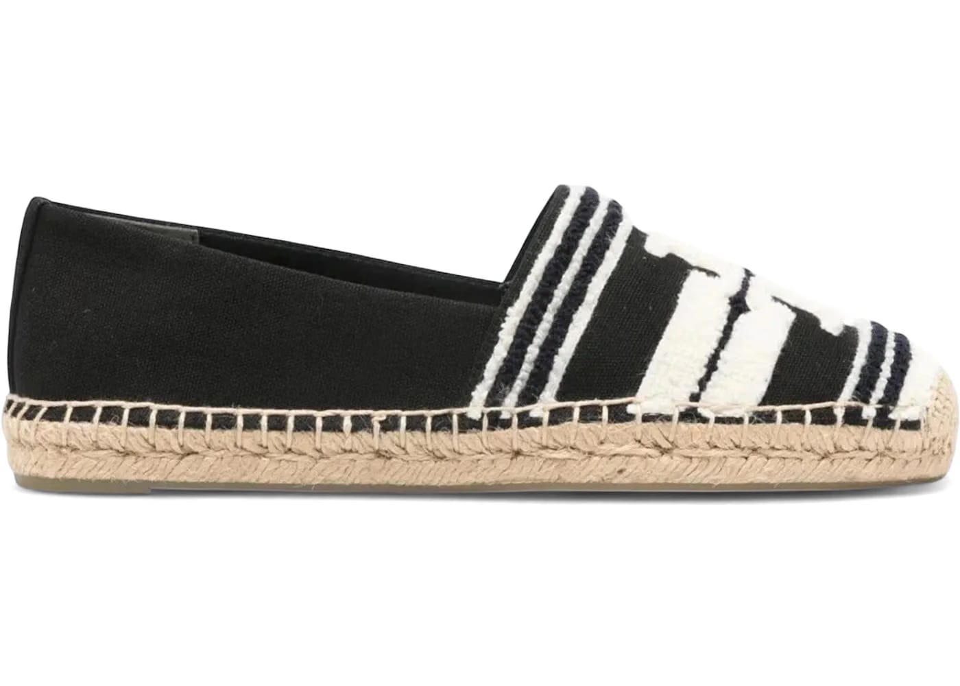Tory Burch Double T Espadrille Nero Light Alabaster (Women's)