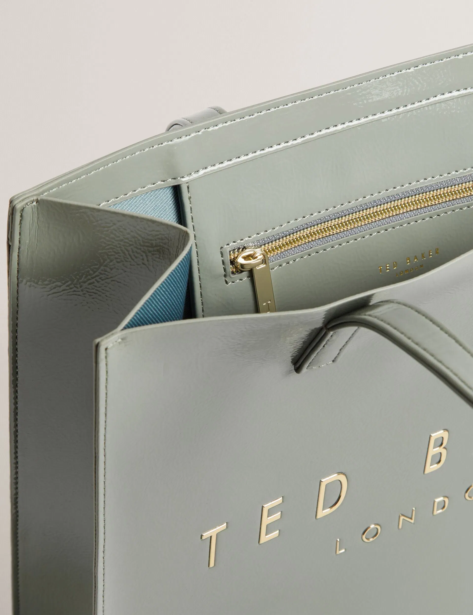 Ted Baker Crinkon Large Crinkle Faux Leather Icon Tote Bag Grey Women's