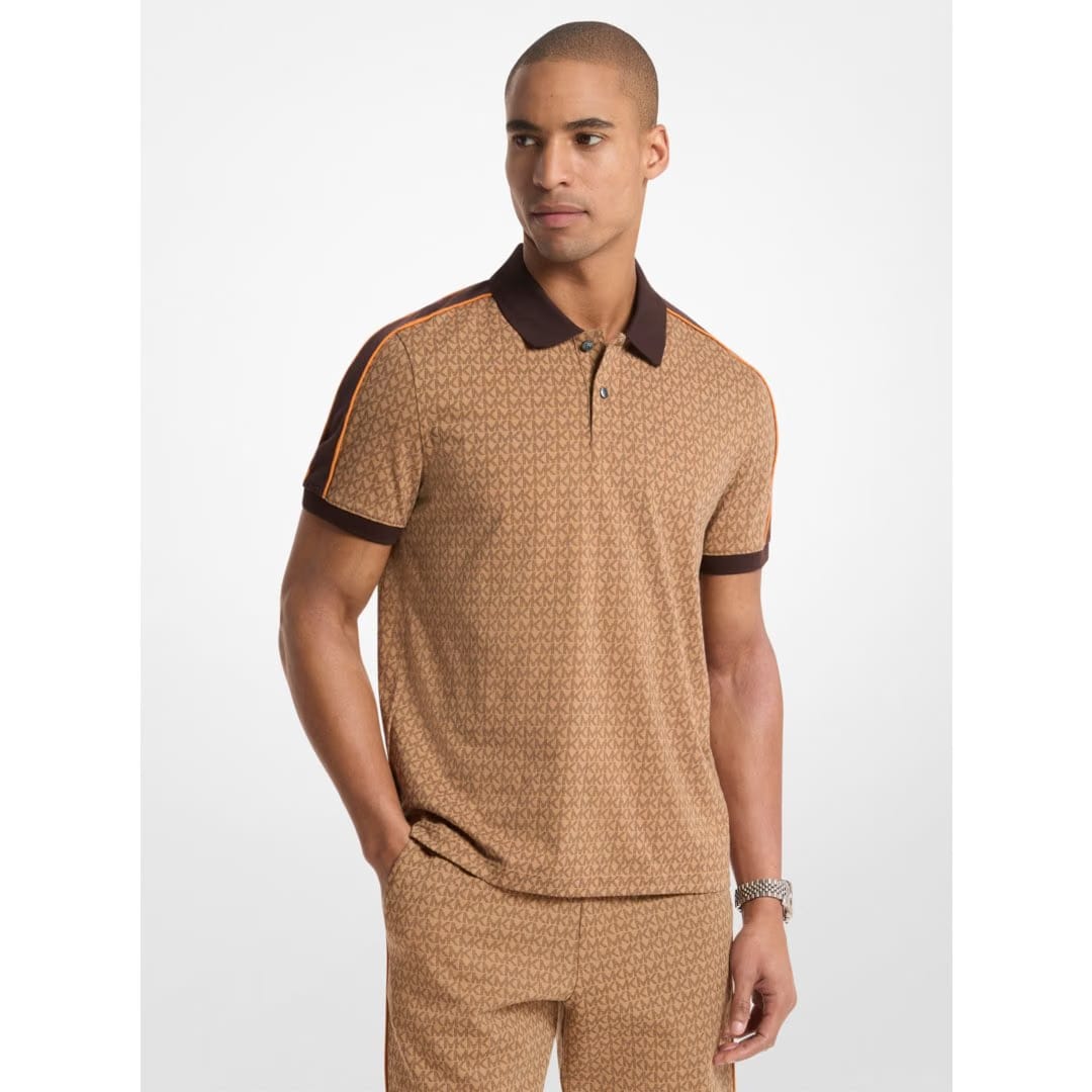 Michael Kors Signature Logo Cotton Polo Shirt ACC CAMEL