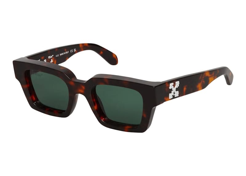OFF-WHITE Virgil Square Frame Sunglasses Brown Turtleshell/Havana Green